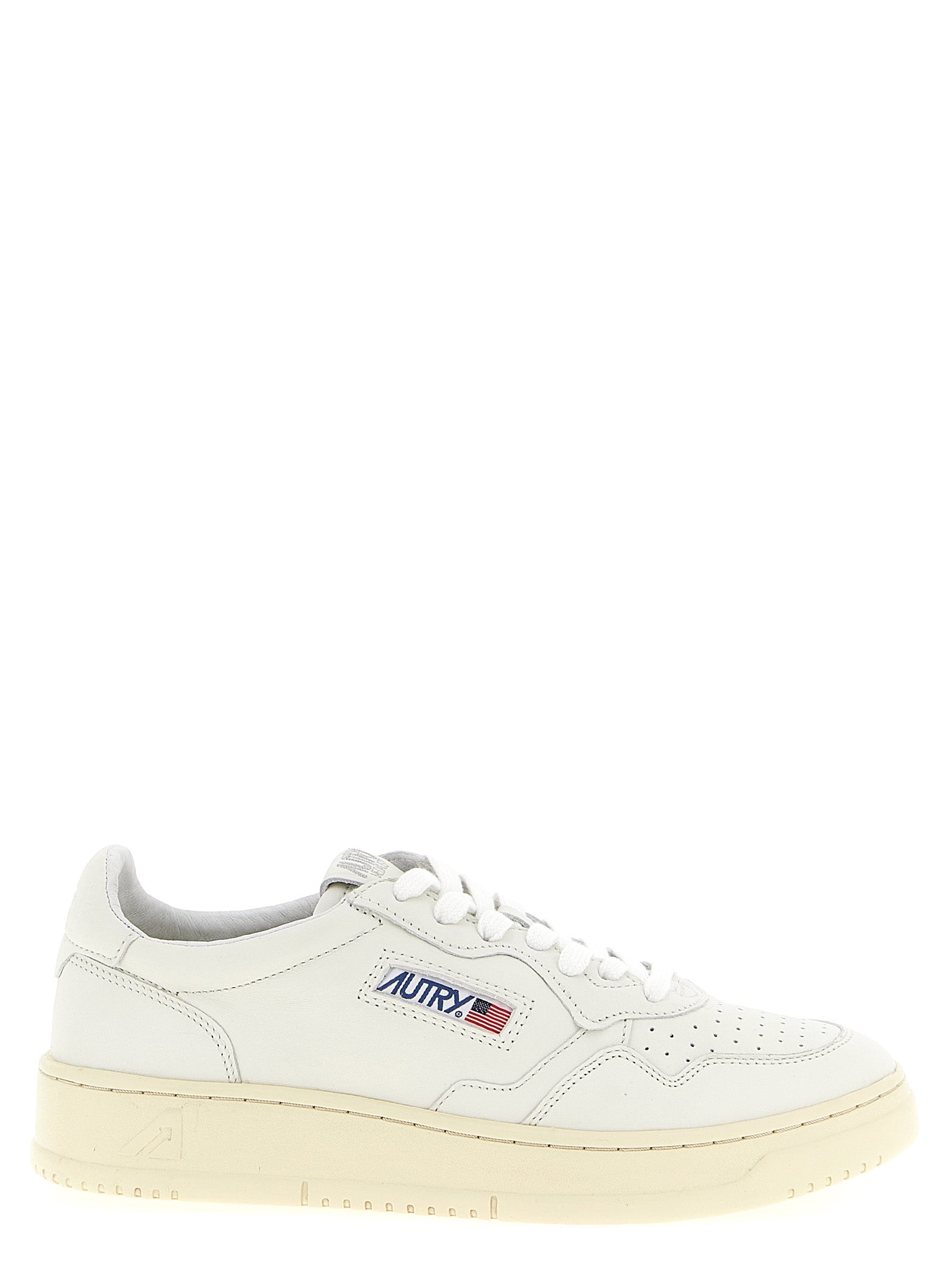Autry Weiße Low-Top-Sneaker aus Ziegenleder