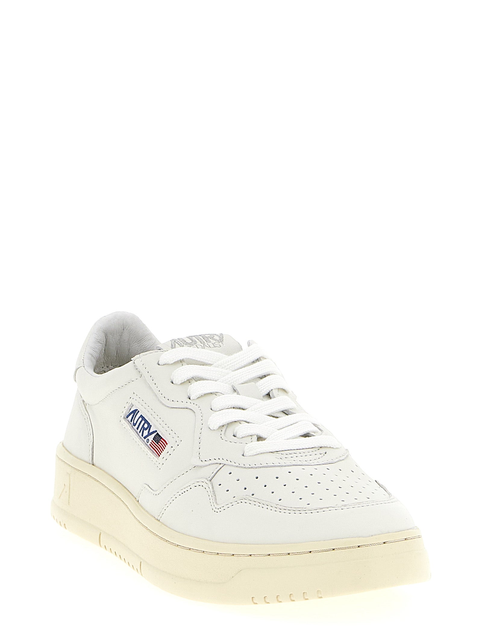 Autry Weiße Low-Top-Sneaker aus Ziegenleder