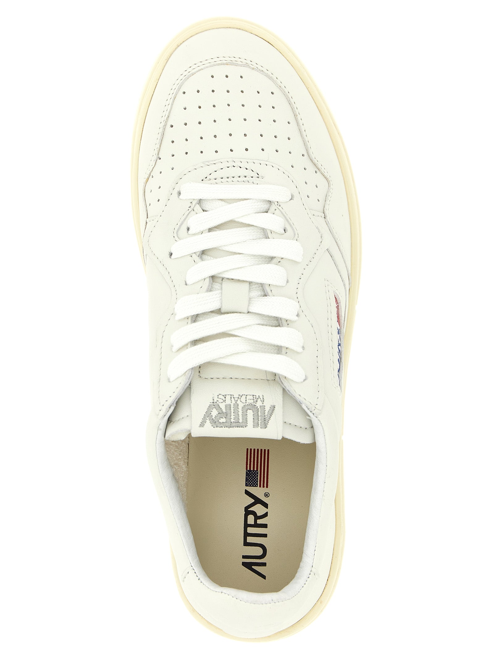 Autry Weiße Low-Top-Sneaker aus Ziegenleder