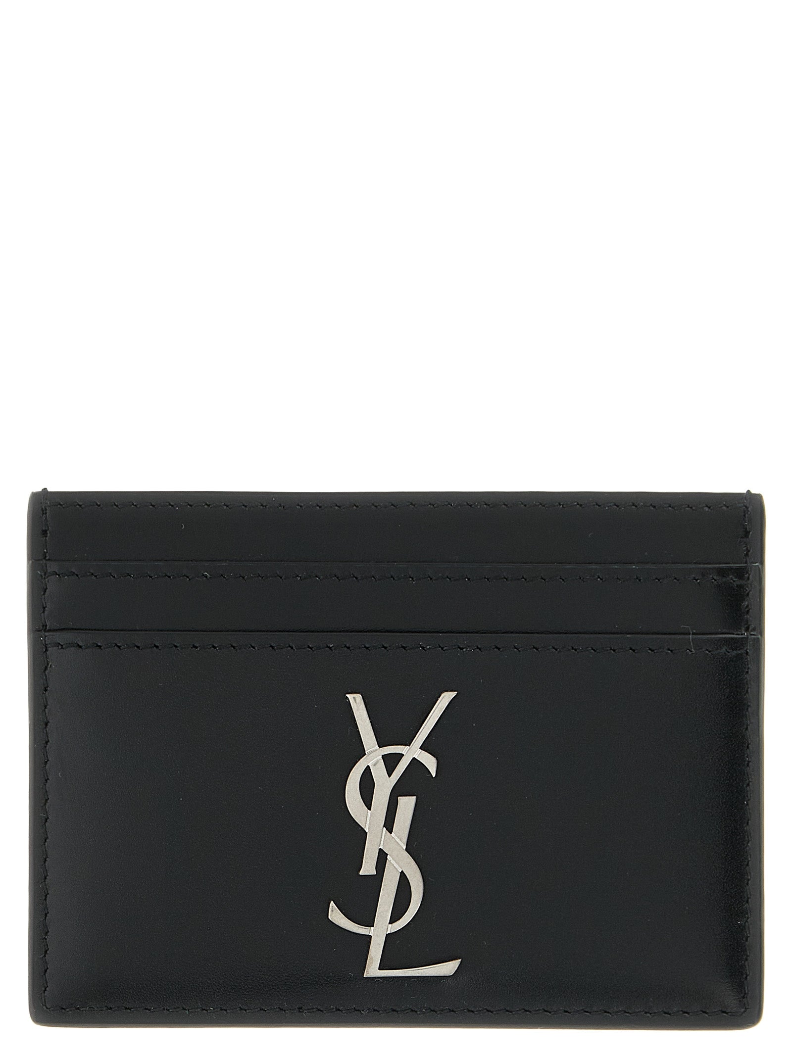Saint Laurent Schwarzer Kalbsleder-Kartenetui