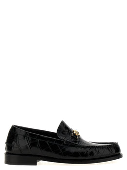 Versace Schwarze Loafer aus Samt und Leder zum Hineinschlüpfen
