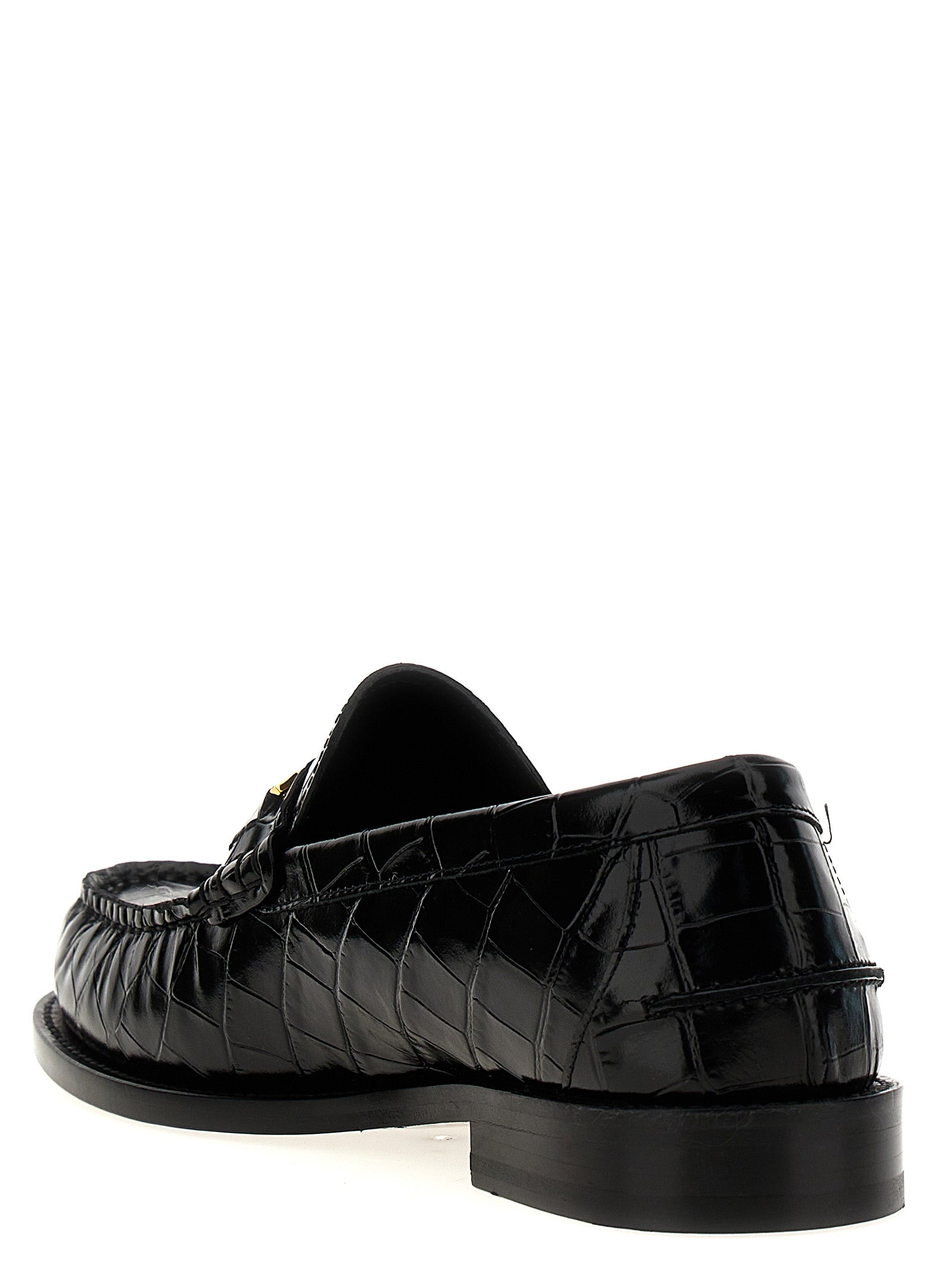 Versace Schwarze Loafer aus Samt und Leder zum Hineinschlüpfen