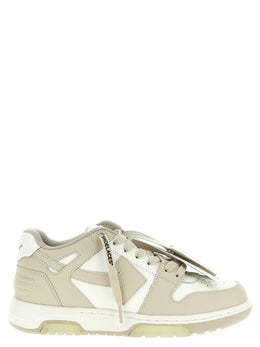 Off-White Beige Kalbsleder Low-Top-Sneaker
