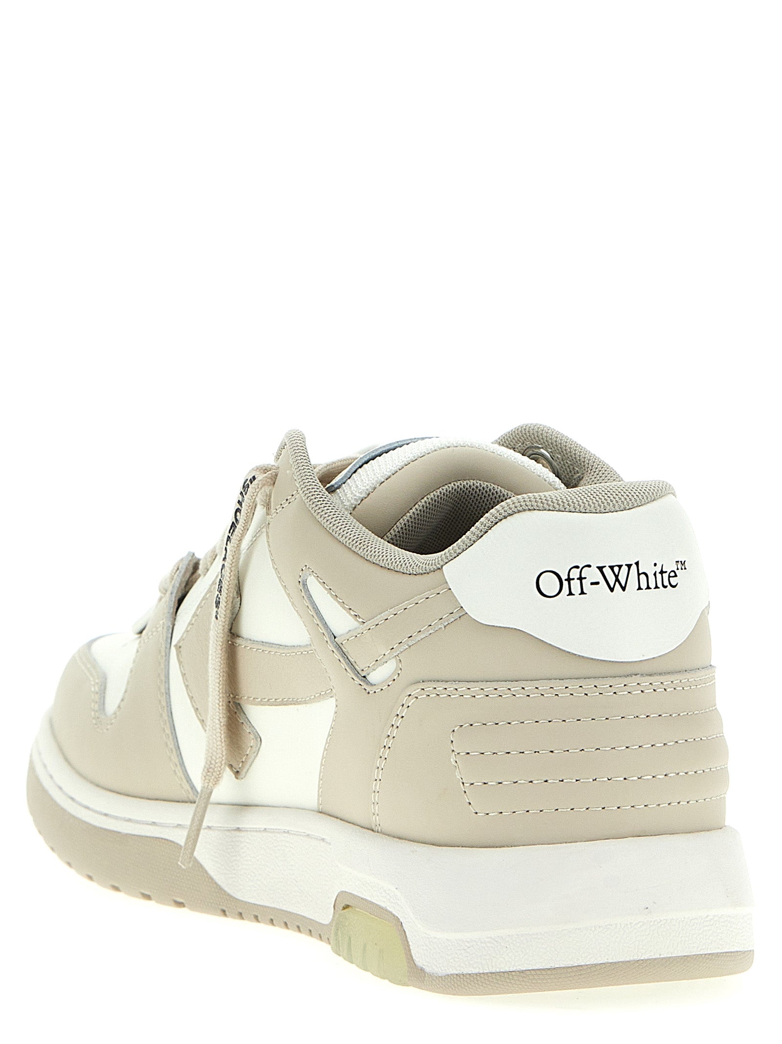 Off-White Beige Kalbsleder Low-Top-Sneaker