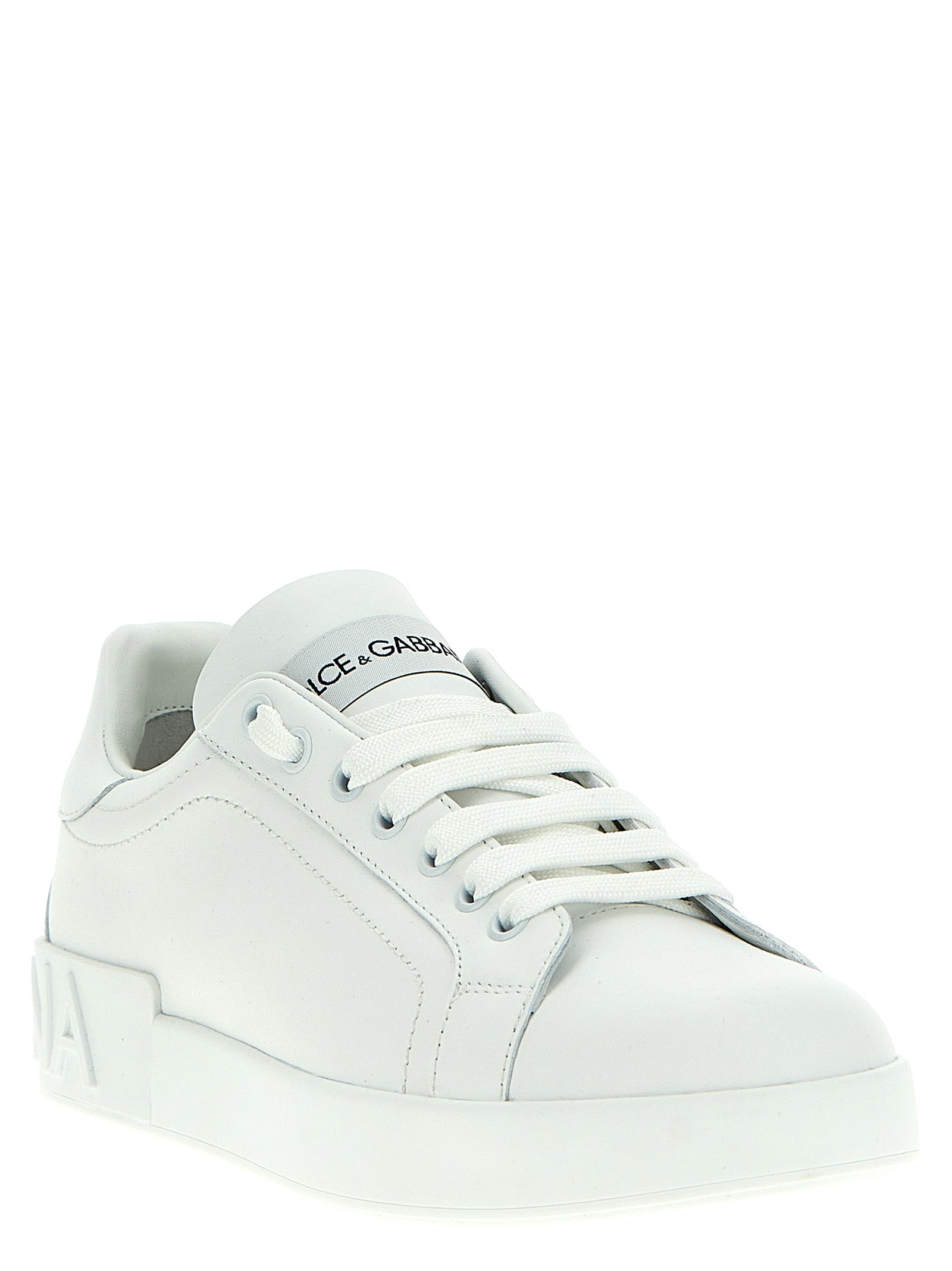 Dolce & Gabbana Weiße Kalbsleder Low-Top-Sneaker