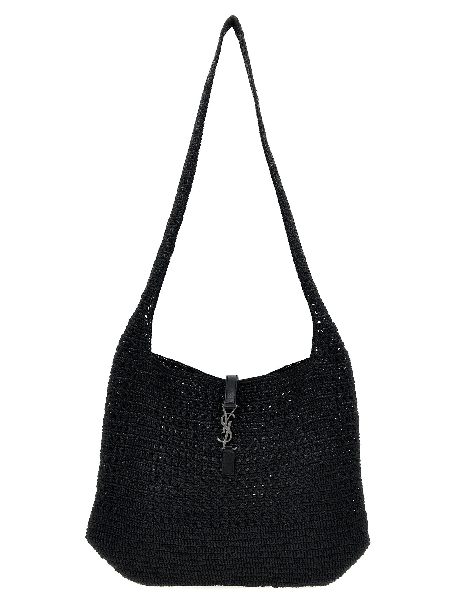 Saint Laurent Schwarze Raffia-Tasche