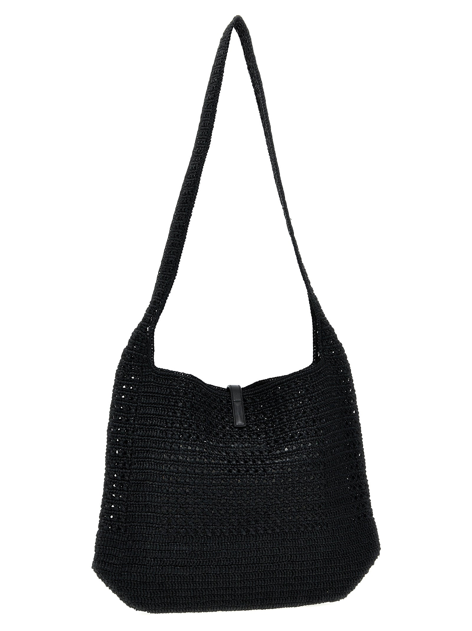 Saint Laurent Schwarze Raffia-Tasche