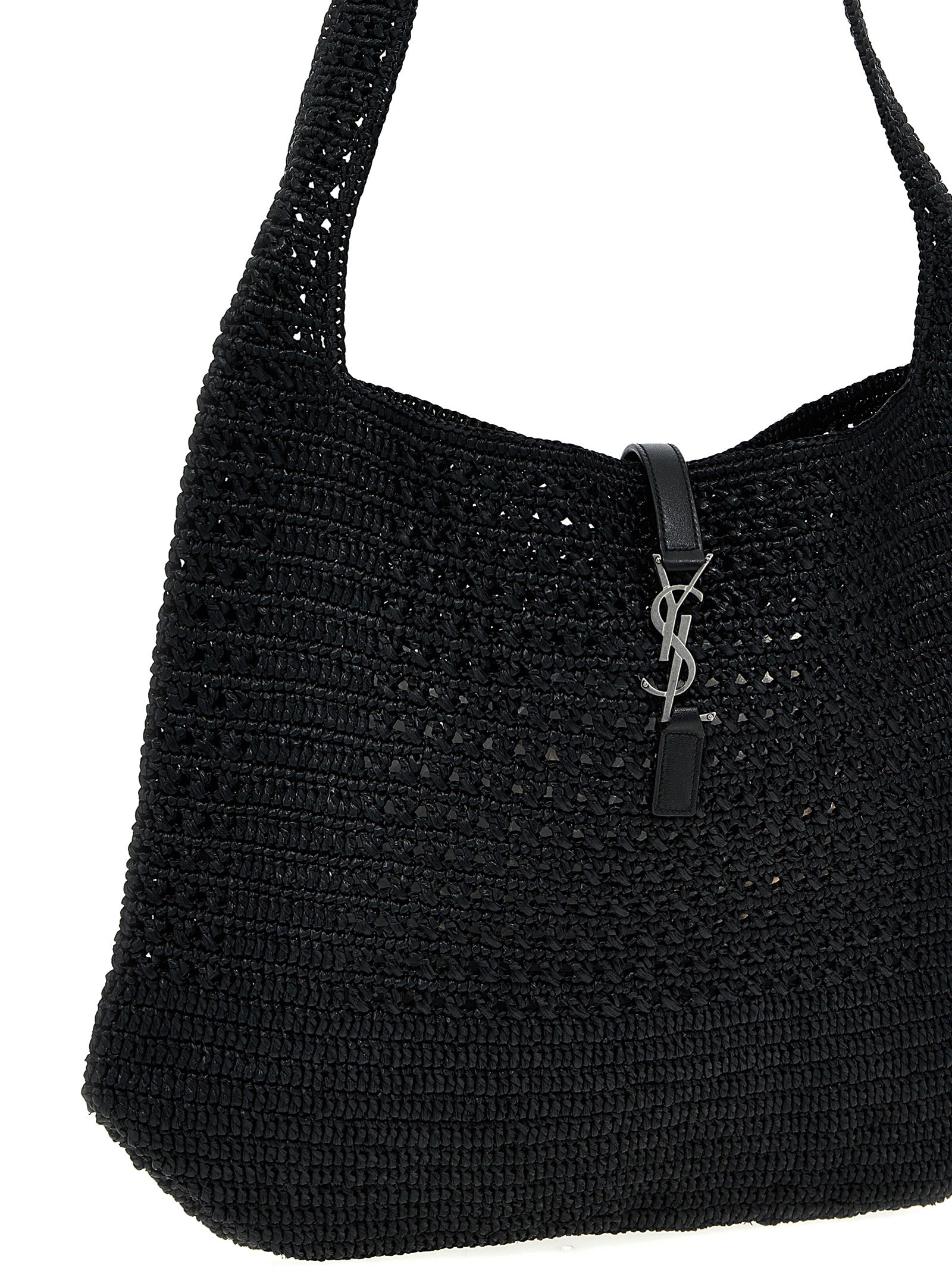 Saint Laurent Schwarze Raffia-Tasche