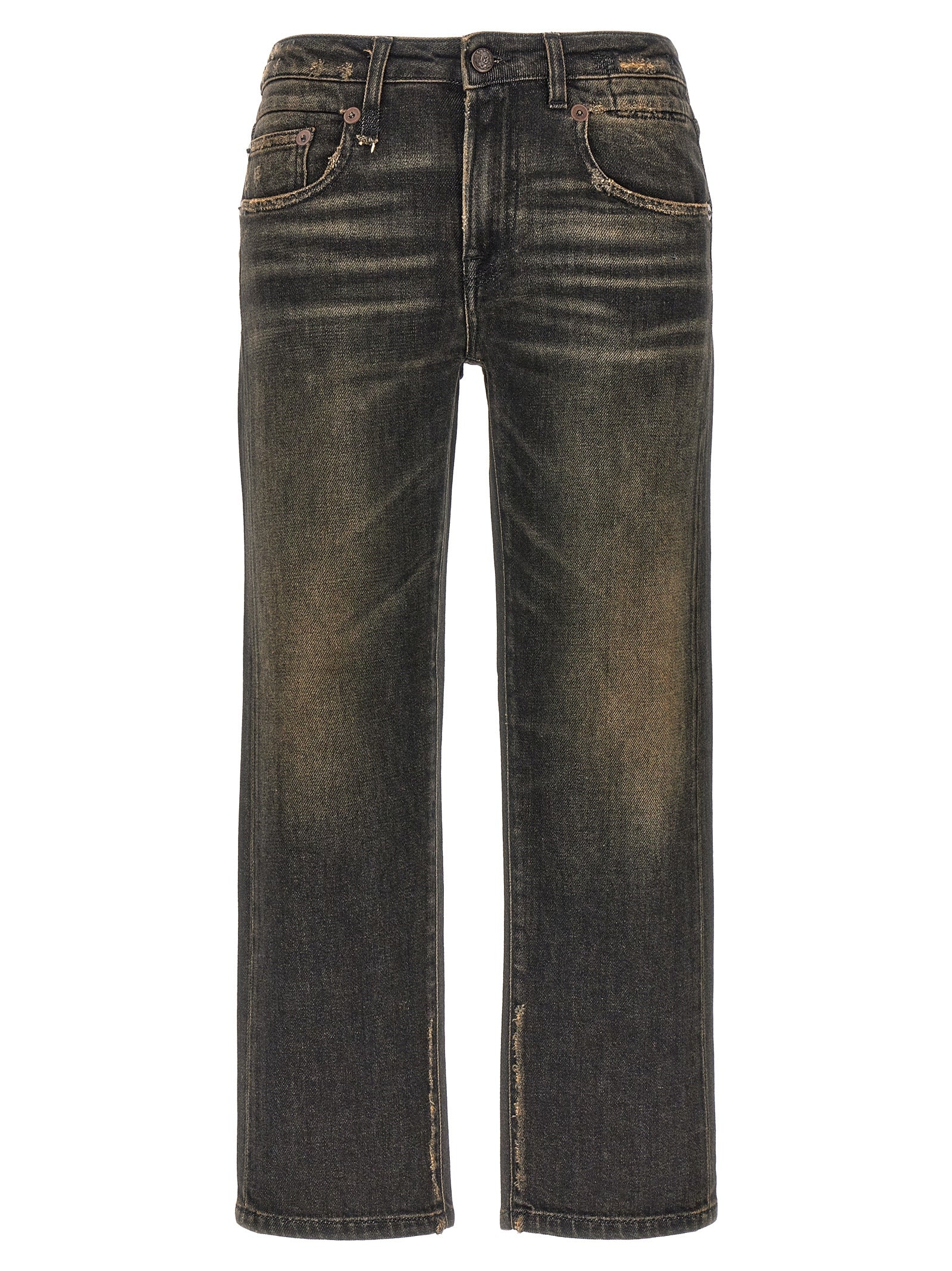 R13 Schwarze Boyfriend Jeans aus Baumwolle