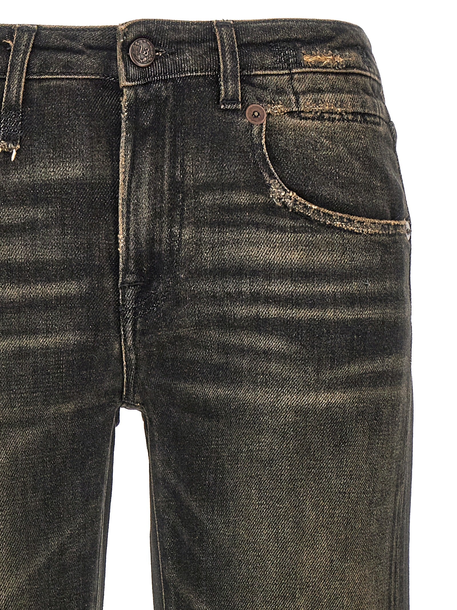 R13 Schwarze Boyfriend Jeans aus Baumwolle