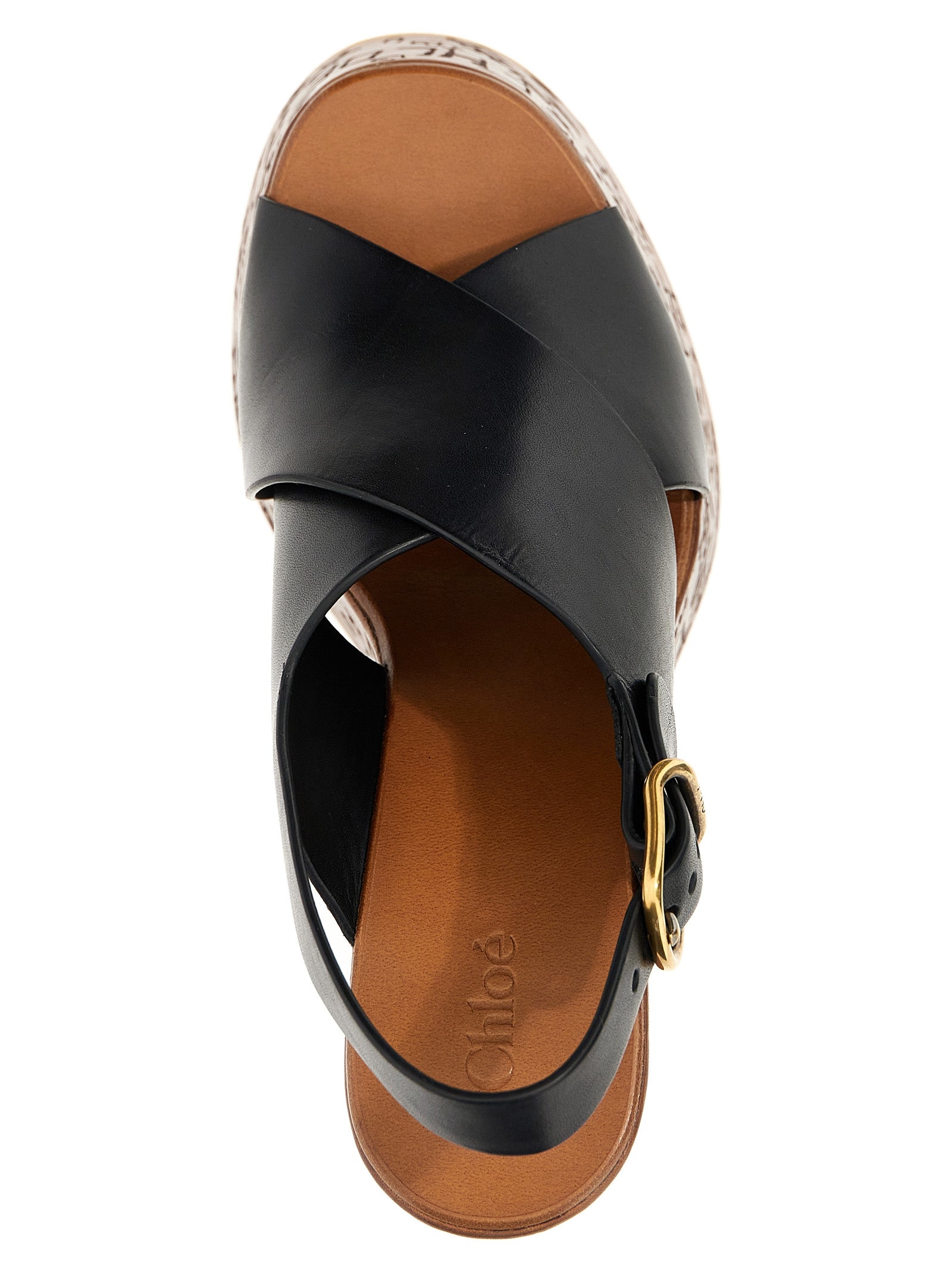 Chloé Schwarze Keilsandalen aus Kalbsleder