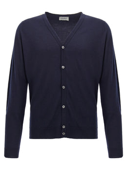 JOHN SMEDLEY Blauer Wollcardigan