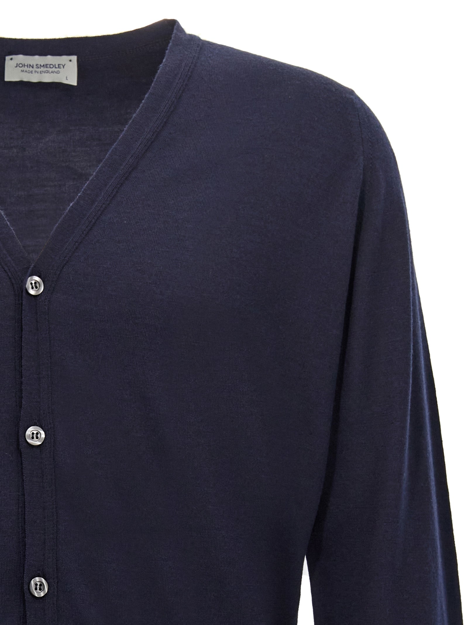 JOHN SMEDLEY Blauer Wollcardigan