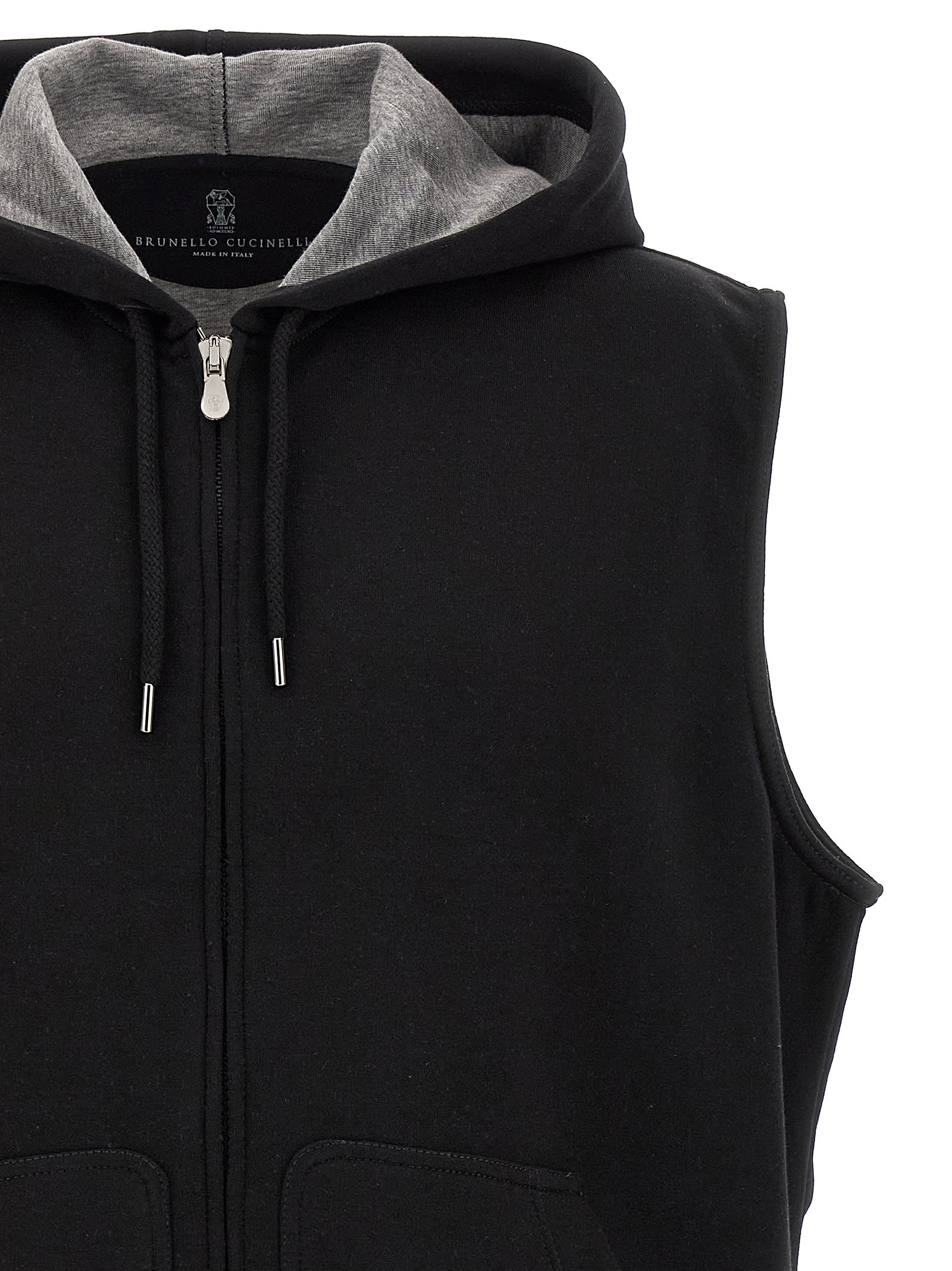Brunello Cucinelli Schwarze ärmellose Baumwolljacke