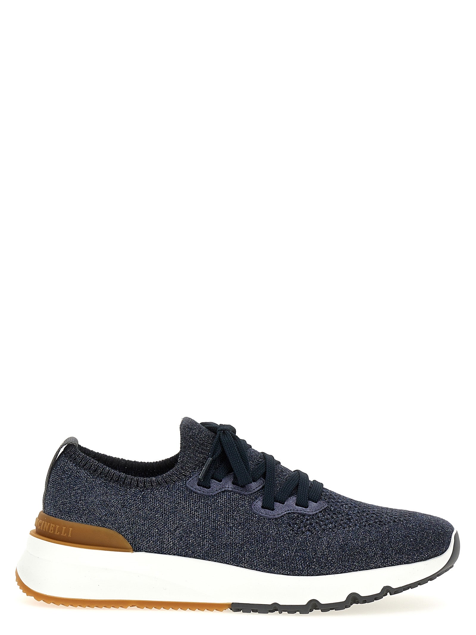 Brunello Cucinelli Blaue Baumwoll-Sneaker im Athletic-Stil