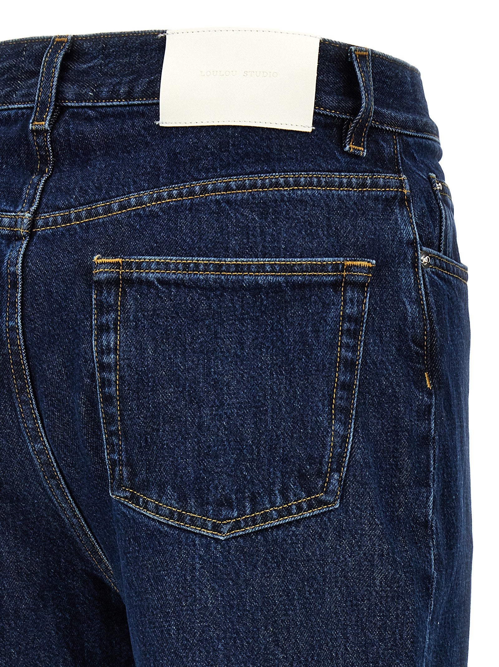 Loulou De Saison Blaue Bio-Baumwoll-Jeans mit geradem Bein