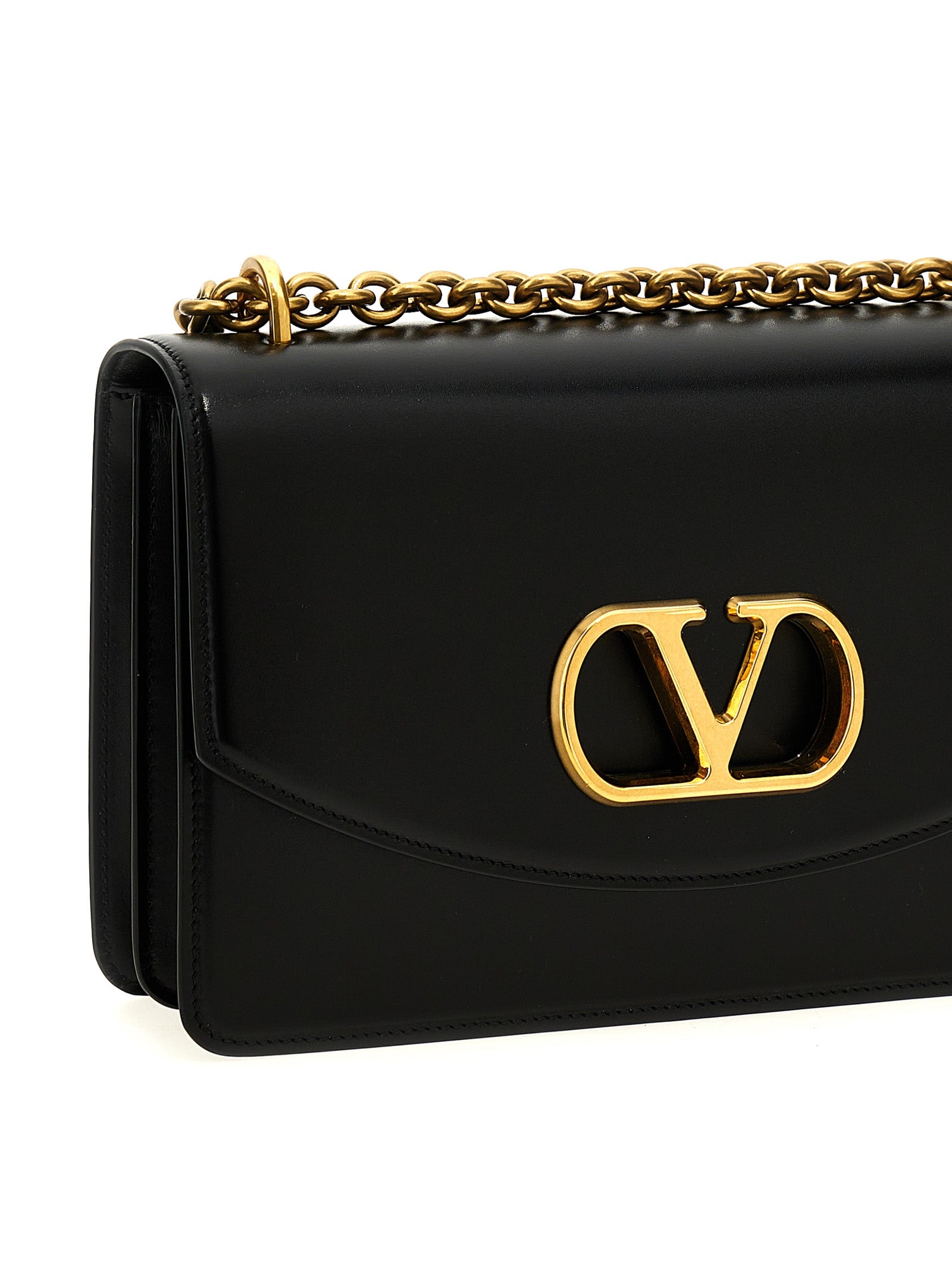 Valentino Garavani Schwarze Kalbsleder-Schultertasche
