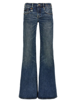 R13 Blaue Baumwoll-Jeans mit ausgestelltem Bein