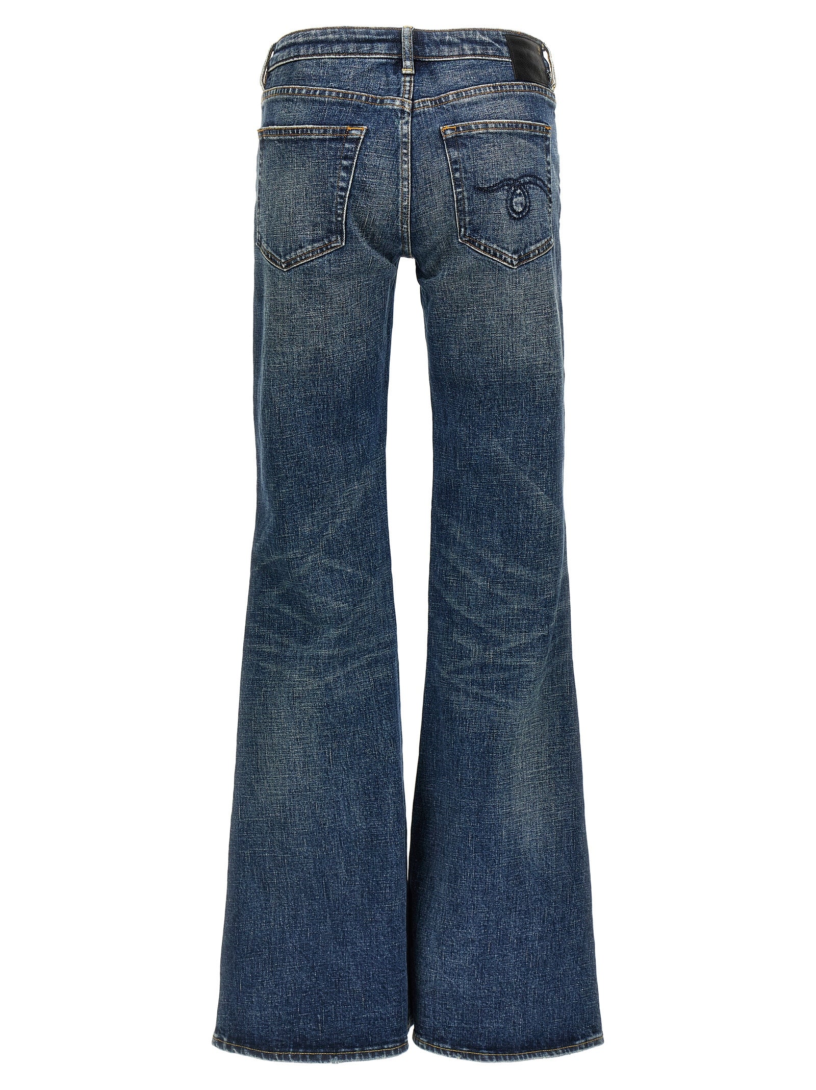 R13 Blaue Baumwoll-Jeans mit ausgestelltem Bein