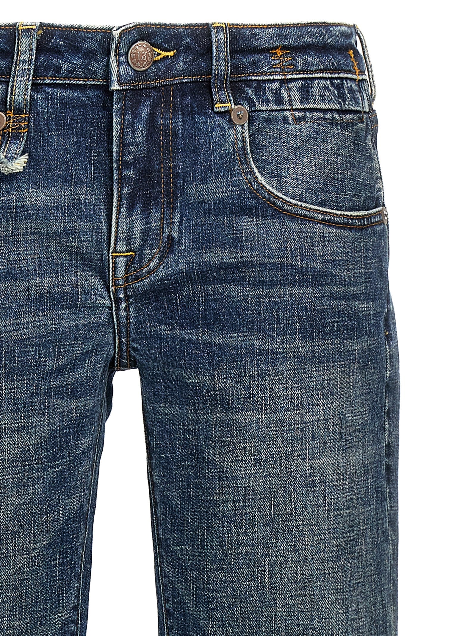 R13 Blaue Baumwoll-Jeans mit ausgestelltem Bein