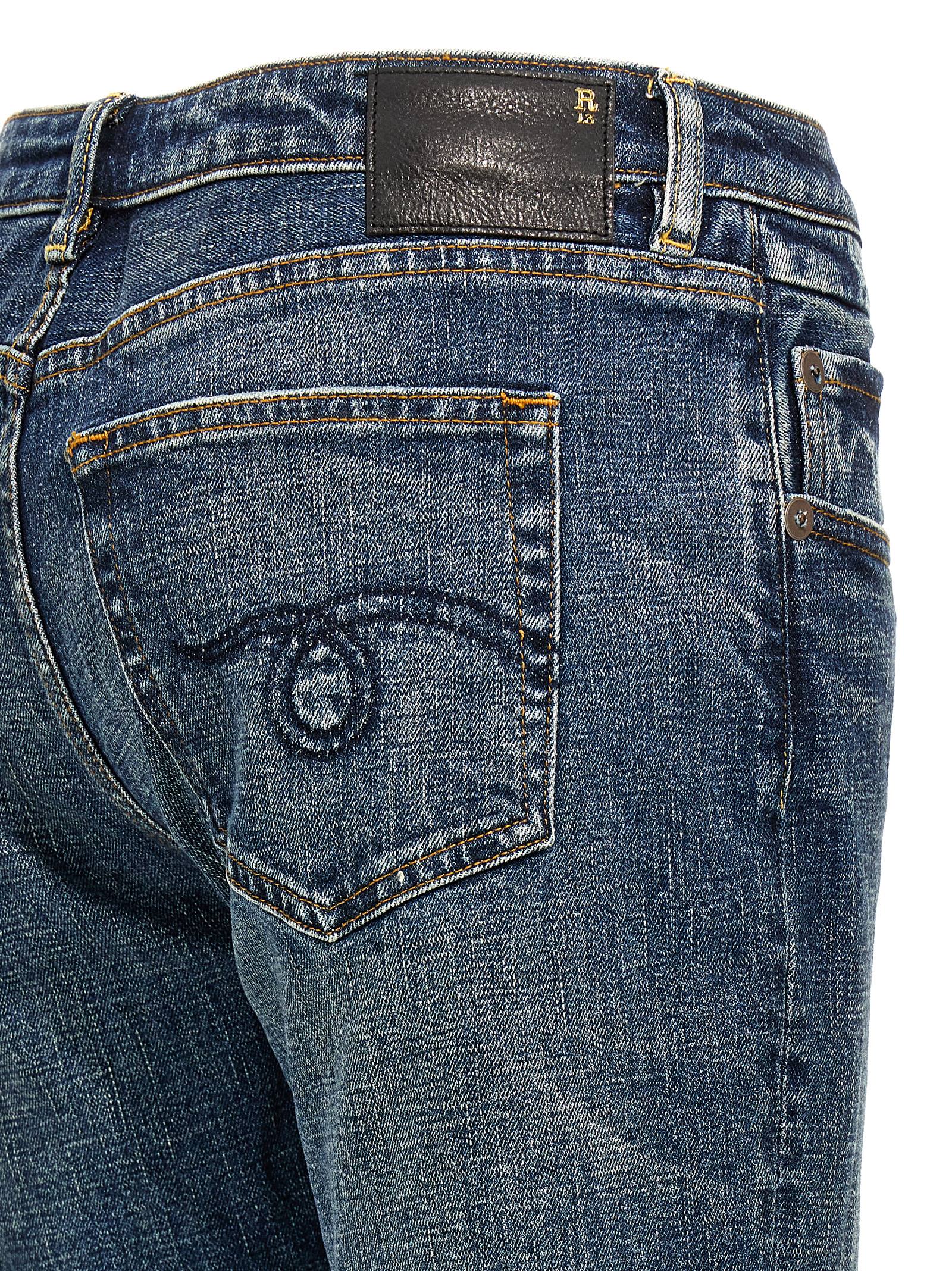 R13 Blaue Baumwoll-Jeans mit ausgestelltem Bein