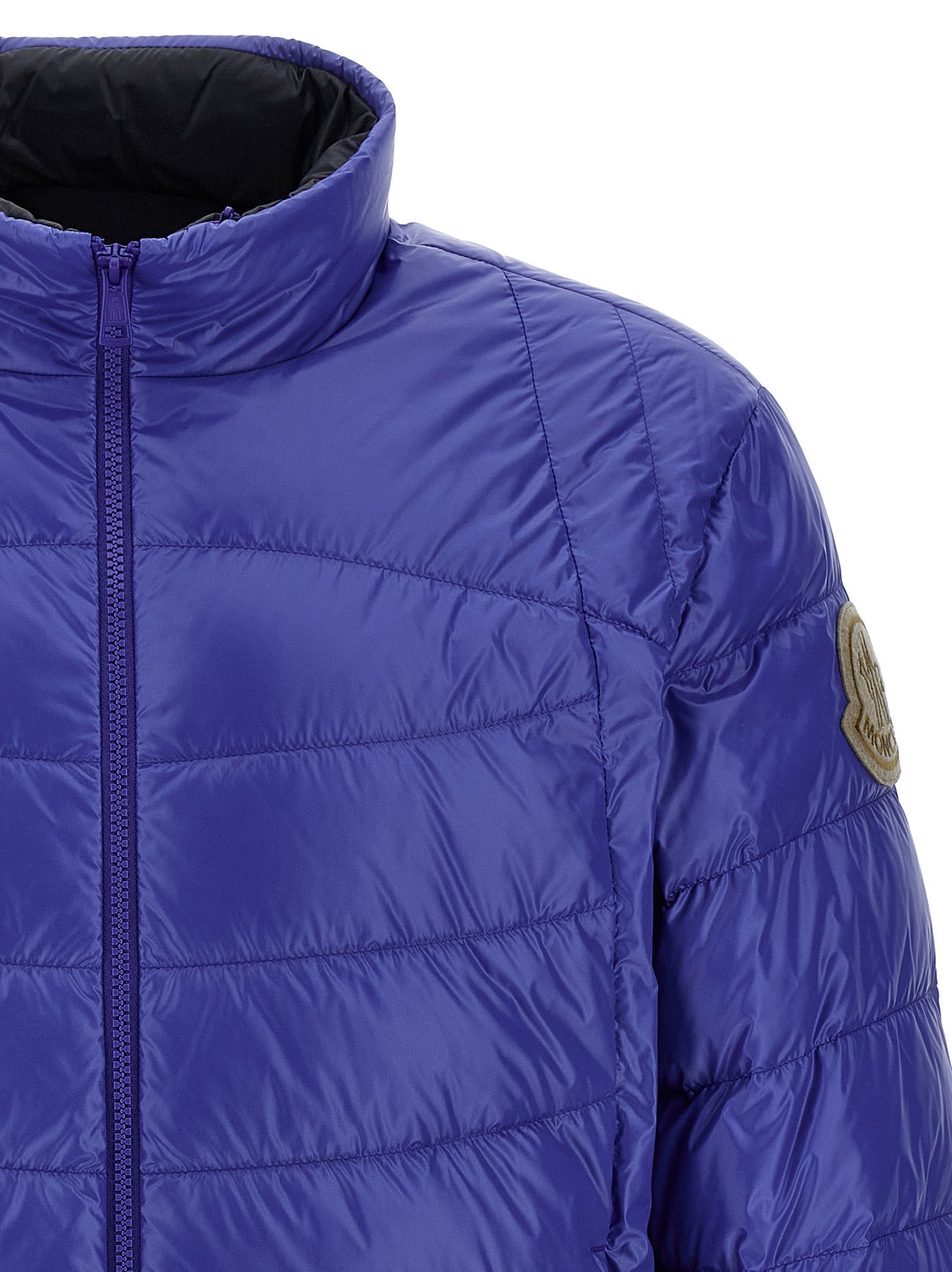 Moncler Blaue Polyamid-Jacke in voller Länge