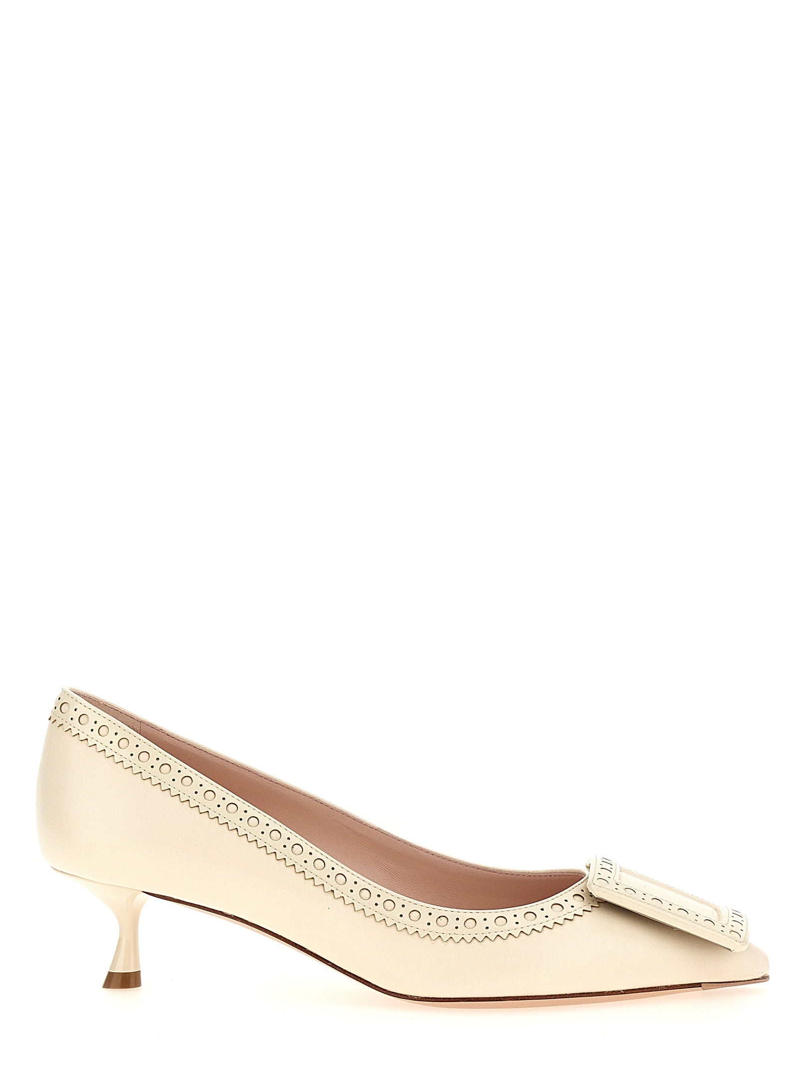 Roger Vivier Weiße Pumps aus Lammleder mit mittlerem Absatz