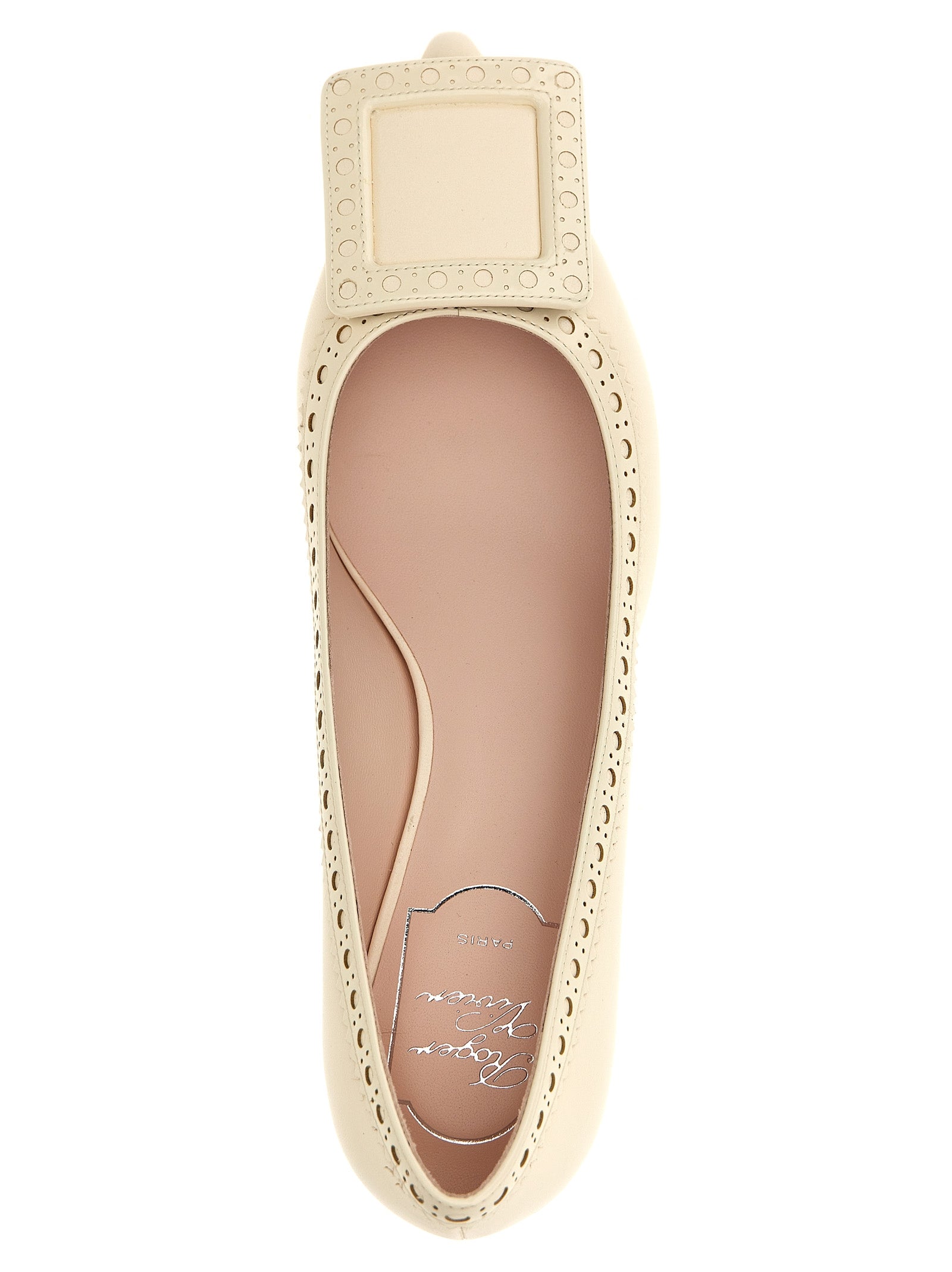Roger Vivier Weiße Pumps aus Lammleder mit mittlerem Absatz