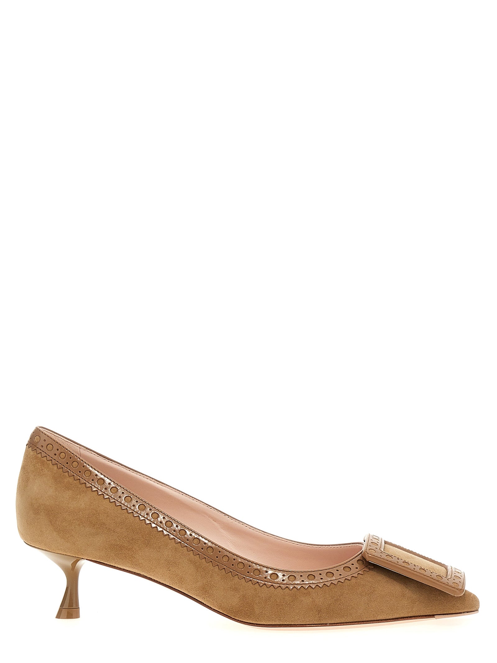 Roger Vivier Beige Ziegenleder Pumps mit mittlerem Absatz