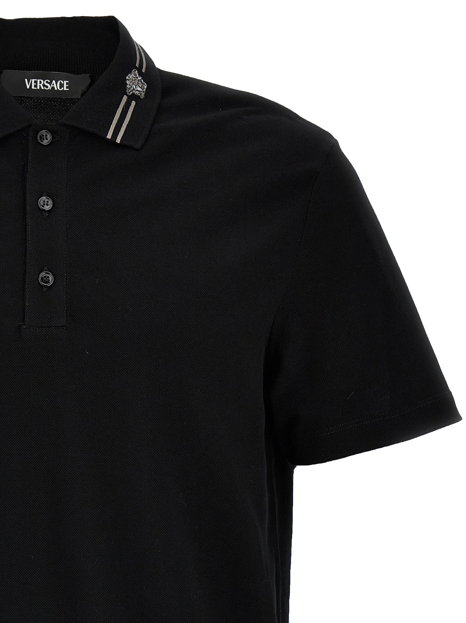 Versace Schwarzes Baumwoll-Poloshirt