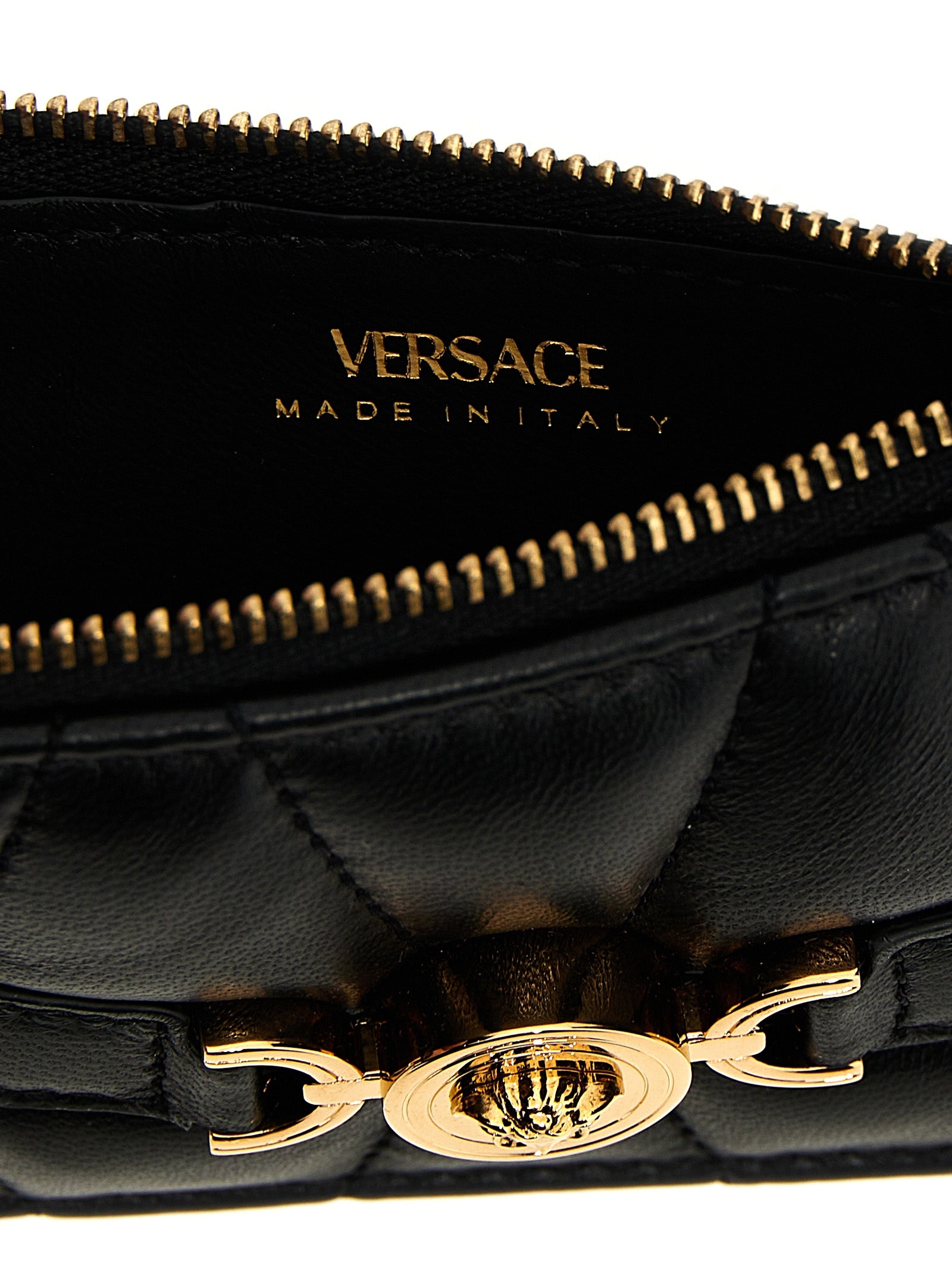Versace Schwarzer Kartenhalter aus Lammleder