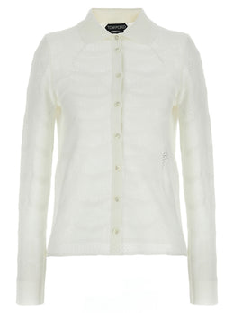 Tom Ford Weißer Strickcardigan aus Baumwolle