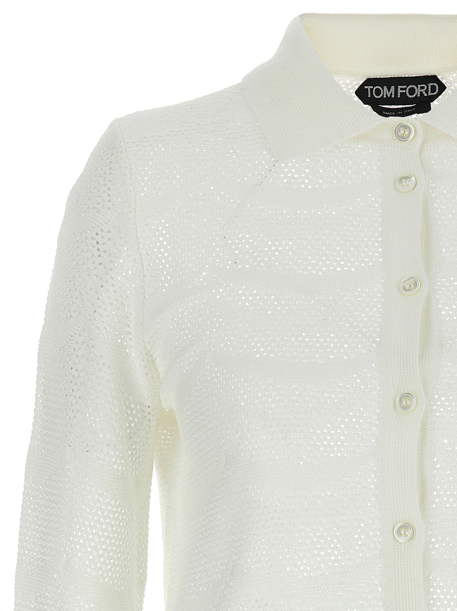 Tom Ford Weißer Strickcardigan aus Baumwolle