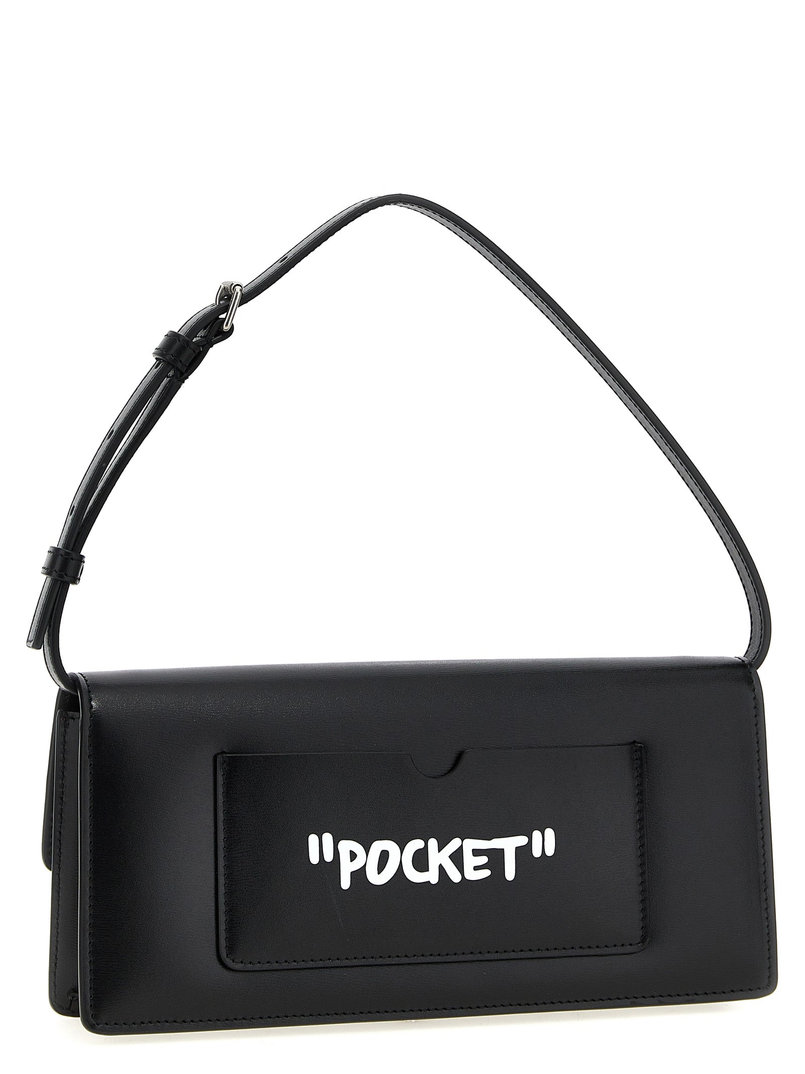 Off-White Zweifarbige Schultertasche aus Kalbsleder
