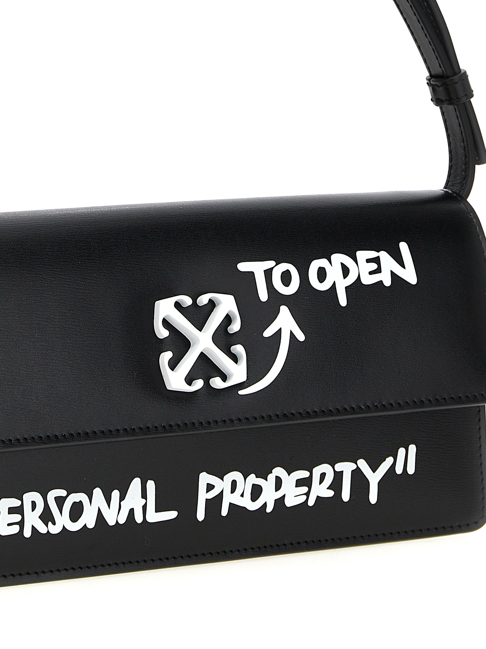 Off-White Zweifarbige Schultertasche aus Kalbsleder