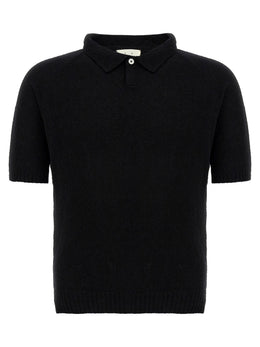 MA'RY'YA Schwarzes Baumwoll-Poloshirt