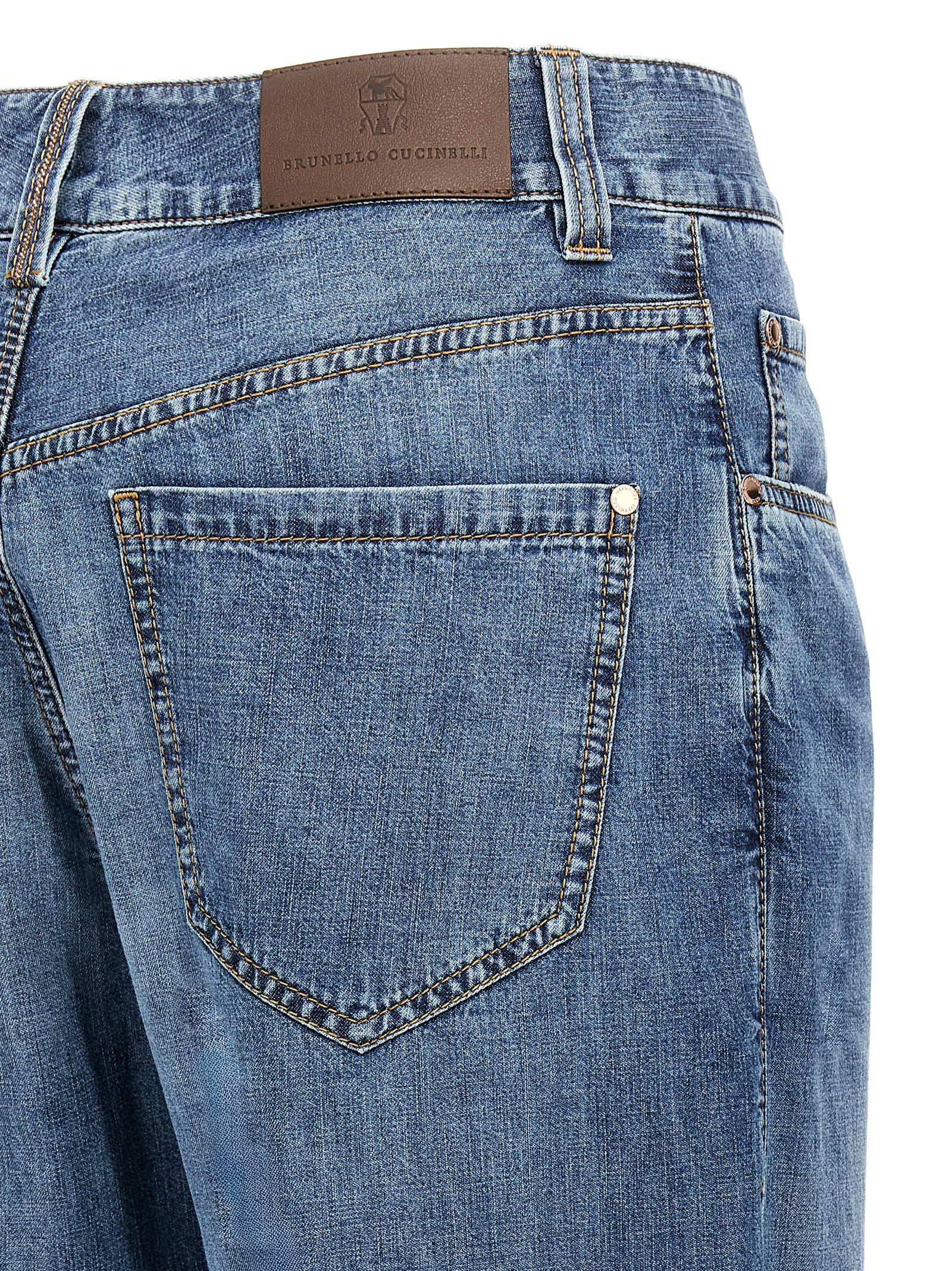 Brunello Cucinelli Blaue Jeans aus Baumwolle im geraden Schnitt