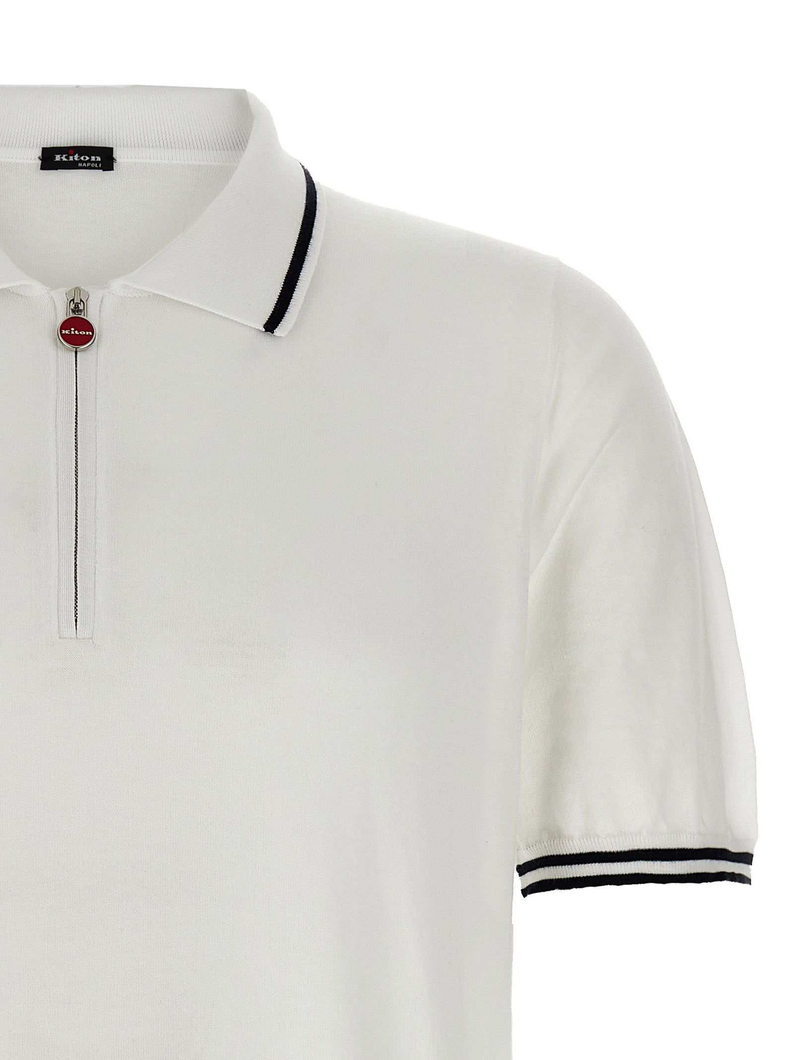 Kiton Weißes Poloshirt aus Baumwolle