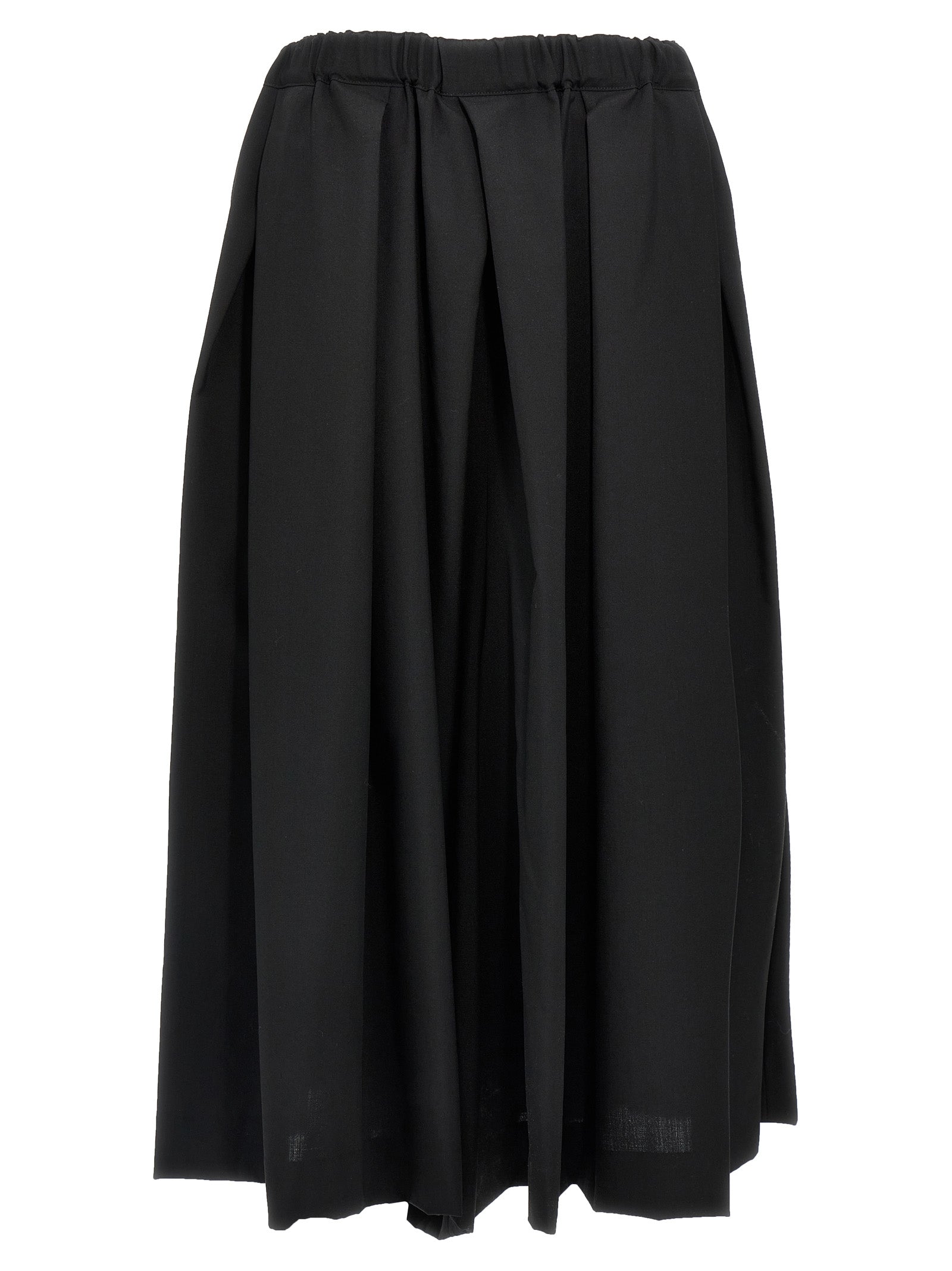 Comme Des Garçons Schwarzer Wollrock in Midi-Länge