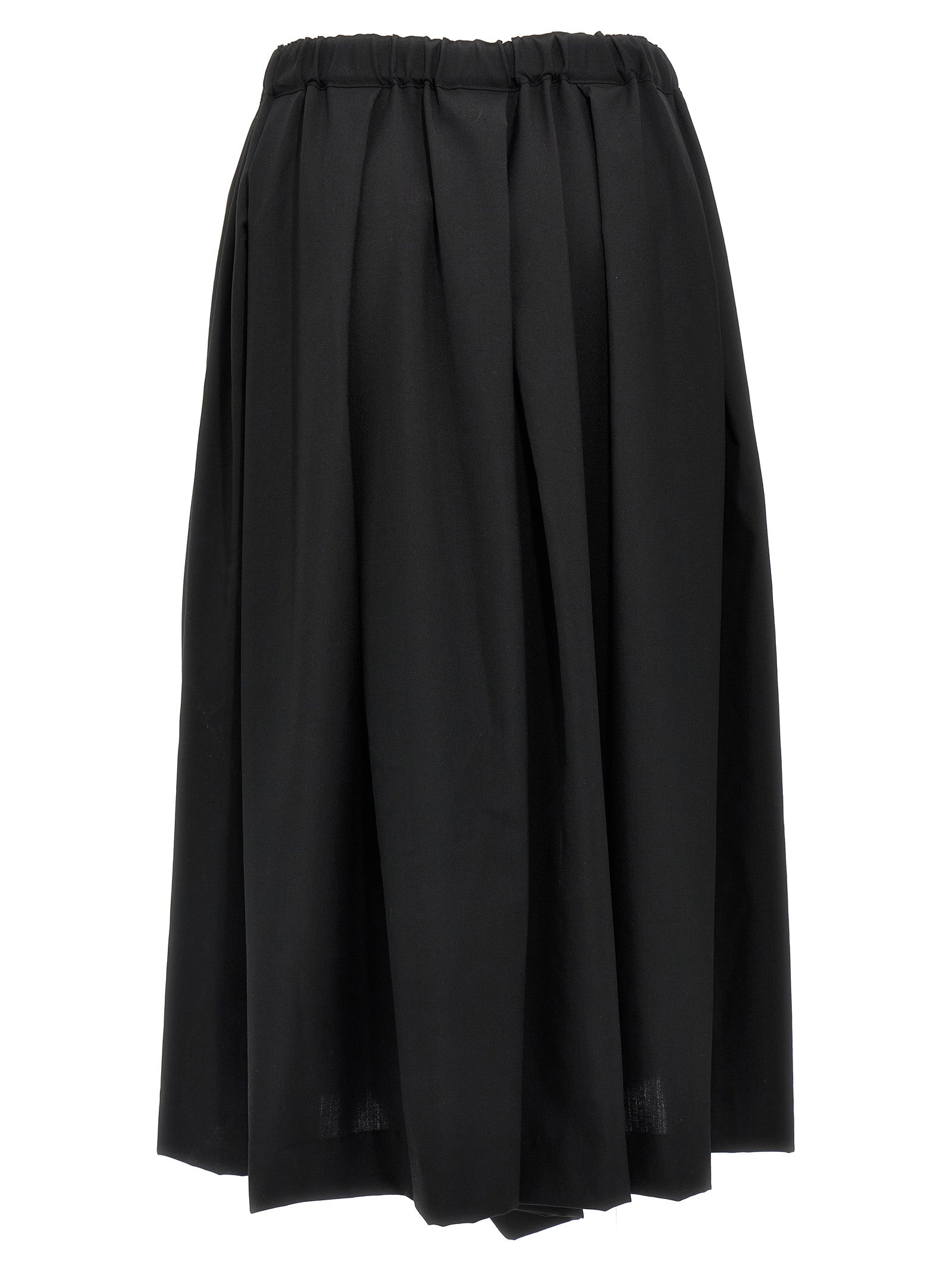 Comme Des Garçons Schwarzer Wollrock in Midi-Länge