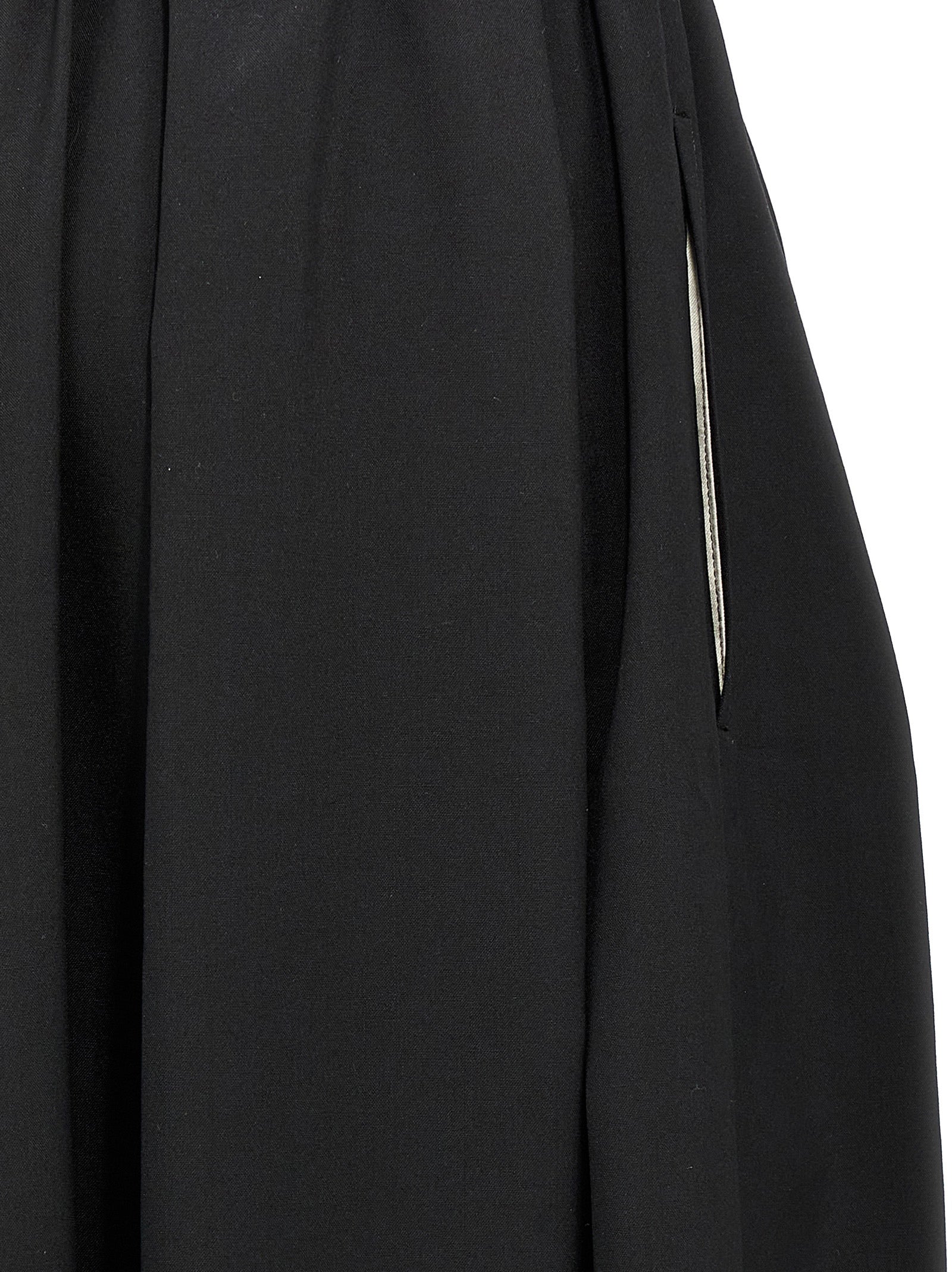 Comme Des Garçons Schwarzer Wollrock in Midi-Länge