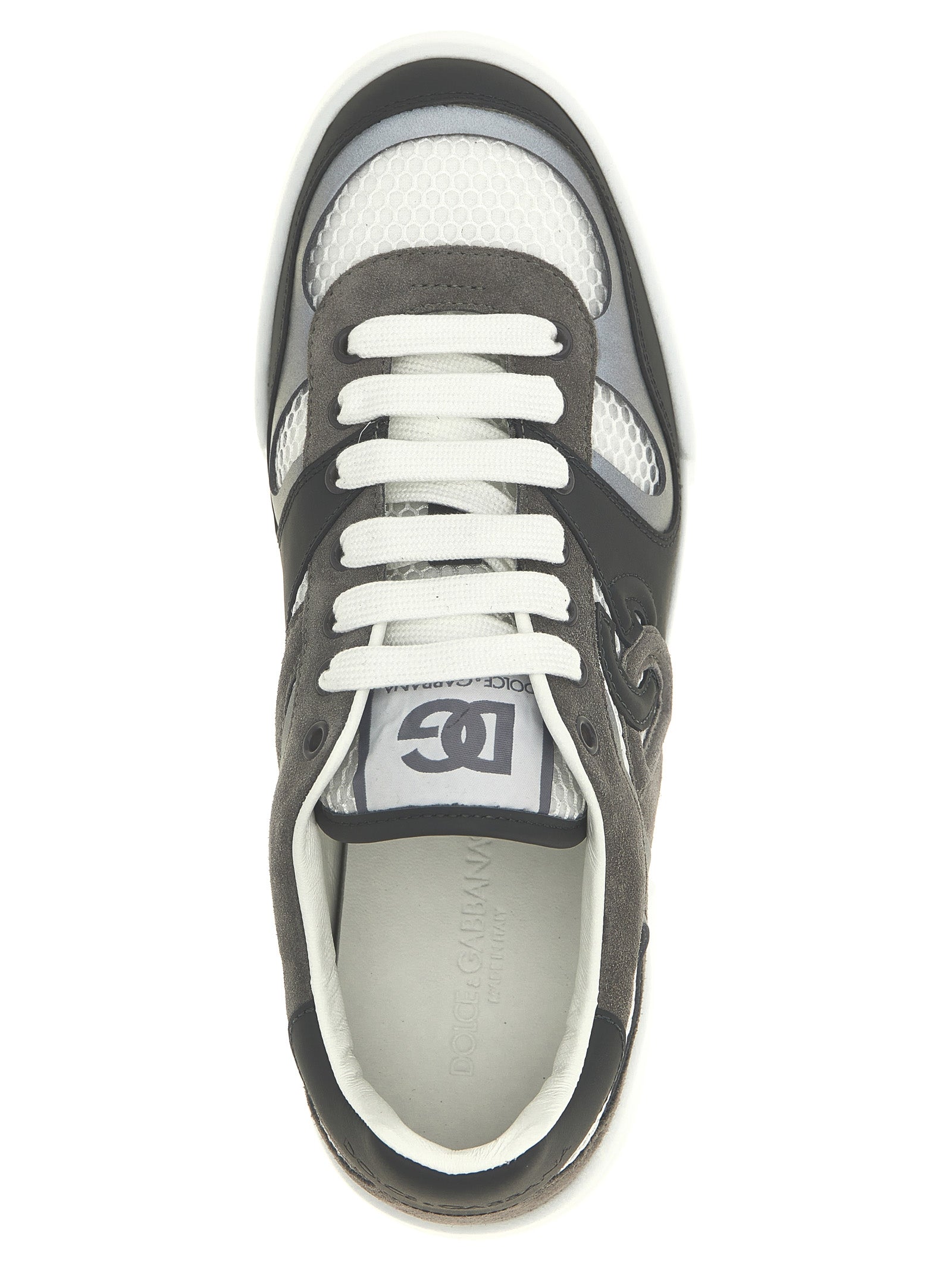 Dolce & Gabbana Graue Kalbsleder-Sneaker im Athletic-Stil