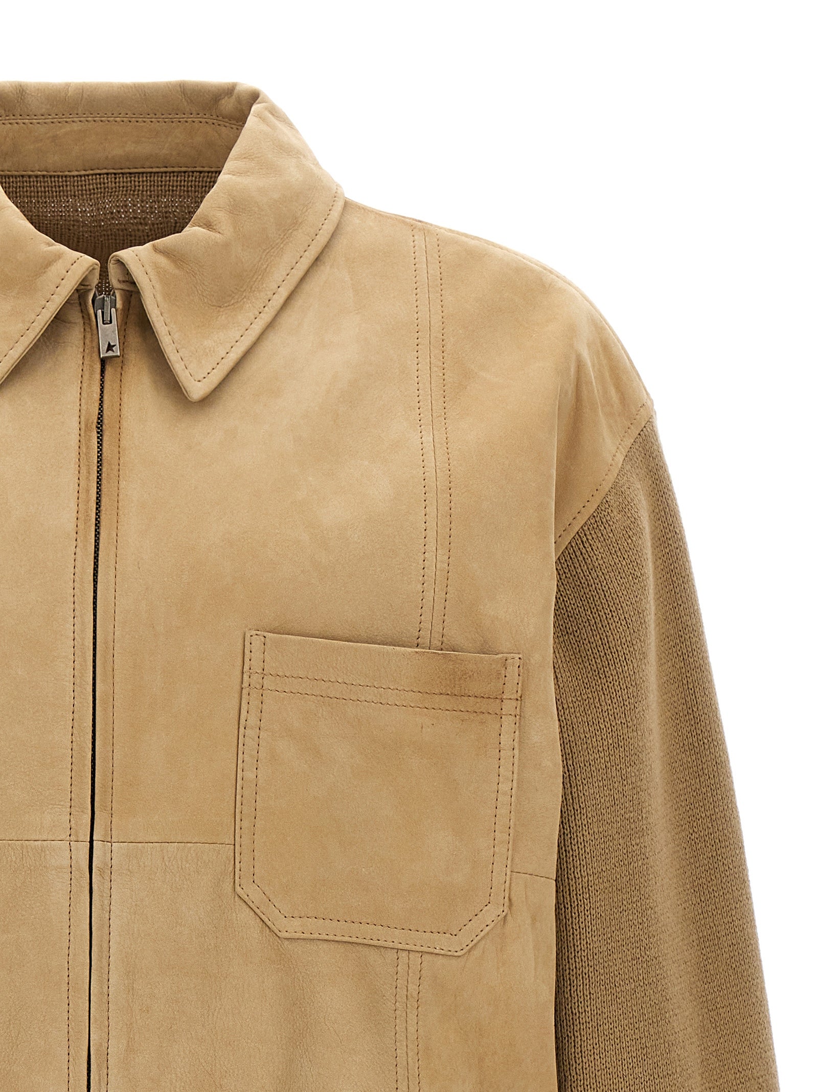 Golden Goose Beige Cowhide Lederjacke