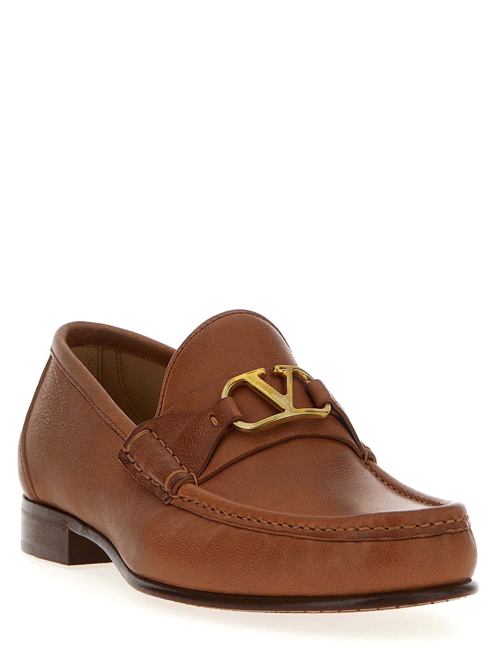 Valentino Garavani Braune Loafer aus Leder zum Hineinschlüpfen