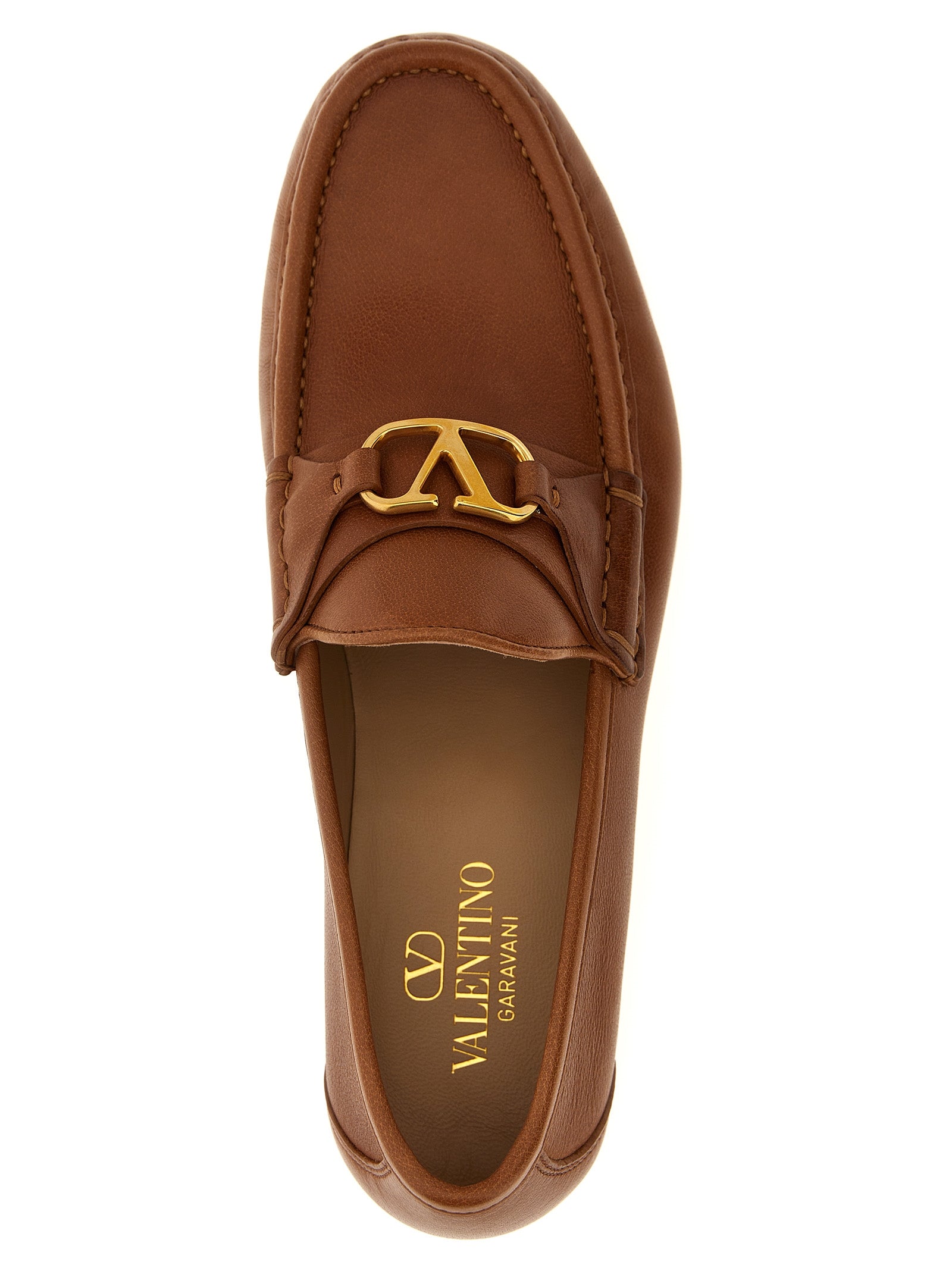 Valentino Garavani Braune Loafer aus Leder zum Hineinschlüpfen