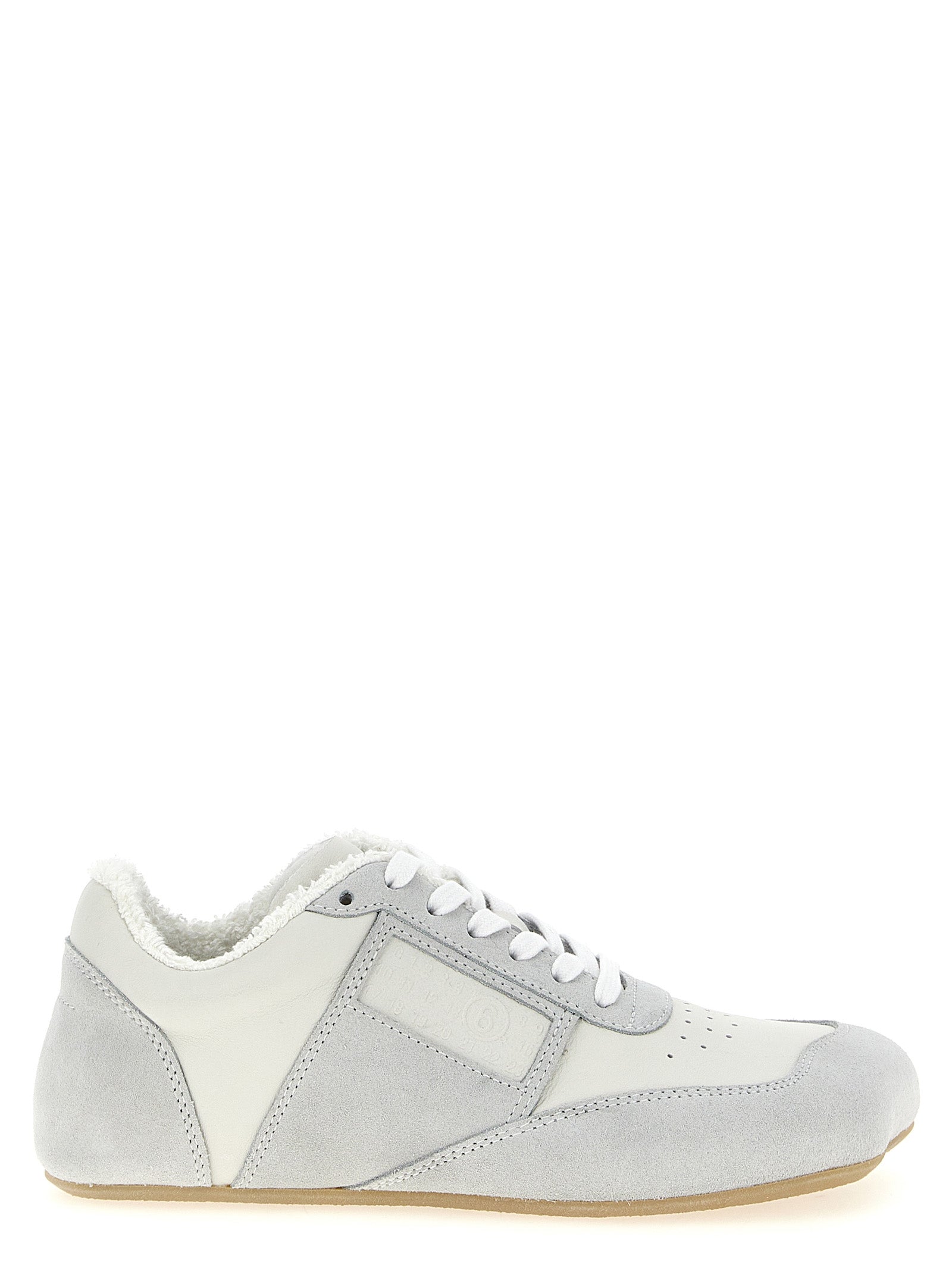 MM6 Maison Margiela Graue Kalbsleder-Sneaker im Athletic-Stil
