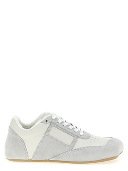 MM6 Maison Margiela Graue Kalbsleder-Sneaker im Athletic-Stil