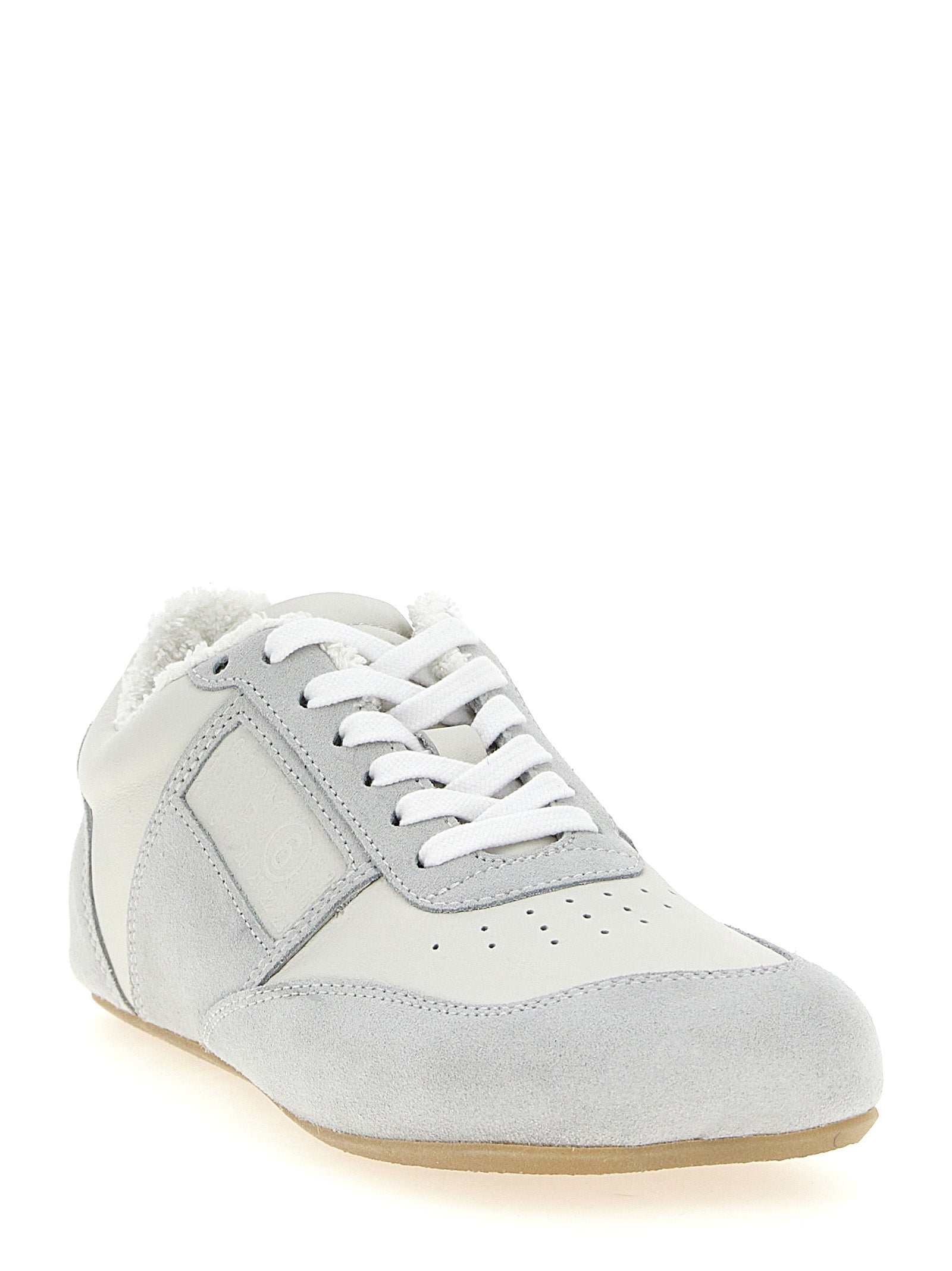 MM6 Maison Margiela Graue Kalbsleder-Sneaker im Athletic-Stil