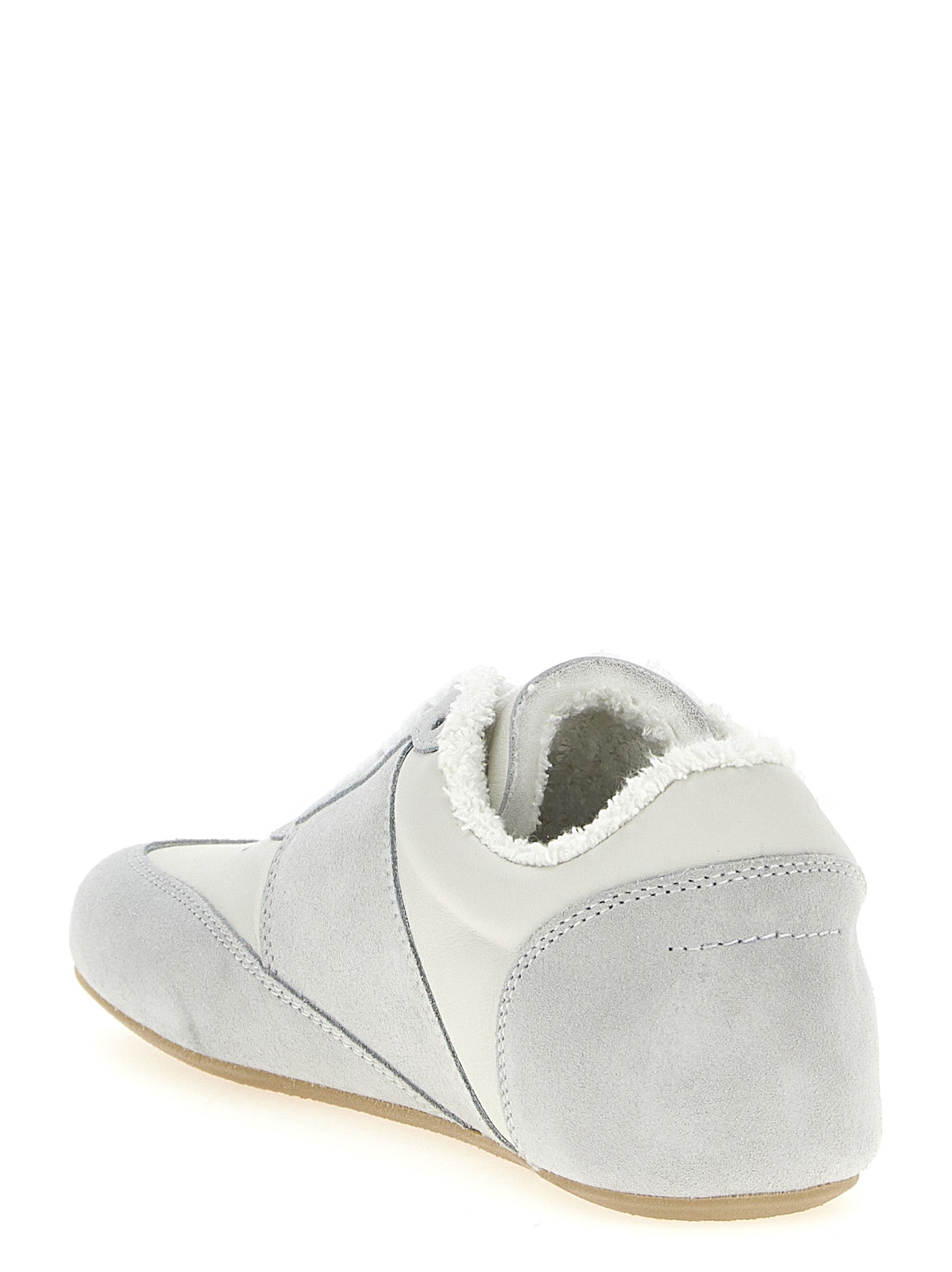 MM6 Maison Margiela Graue Kalbsleder-Sneaker im Athletic-Stil