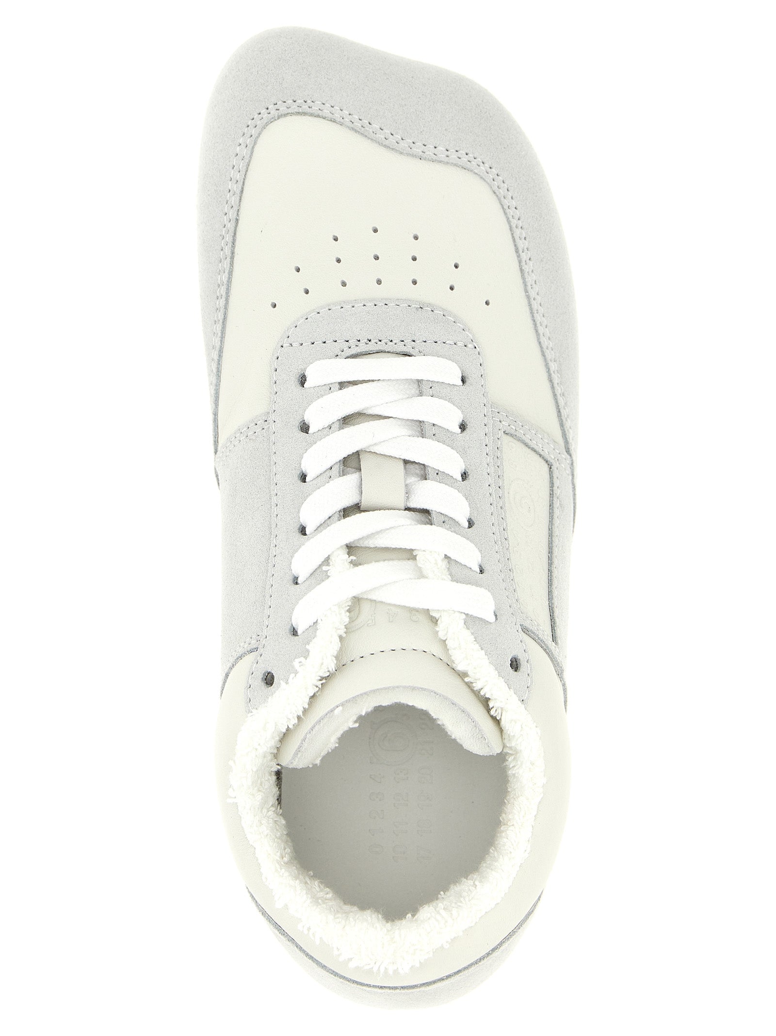MM6 Maison Margiela Graue Kalbsleder-Sneaker im Athletic-Stil